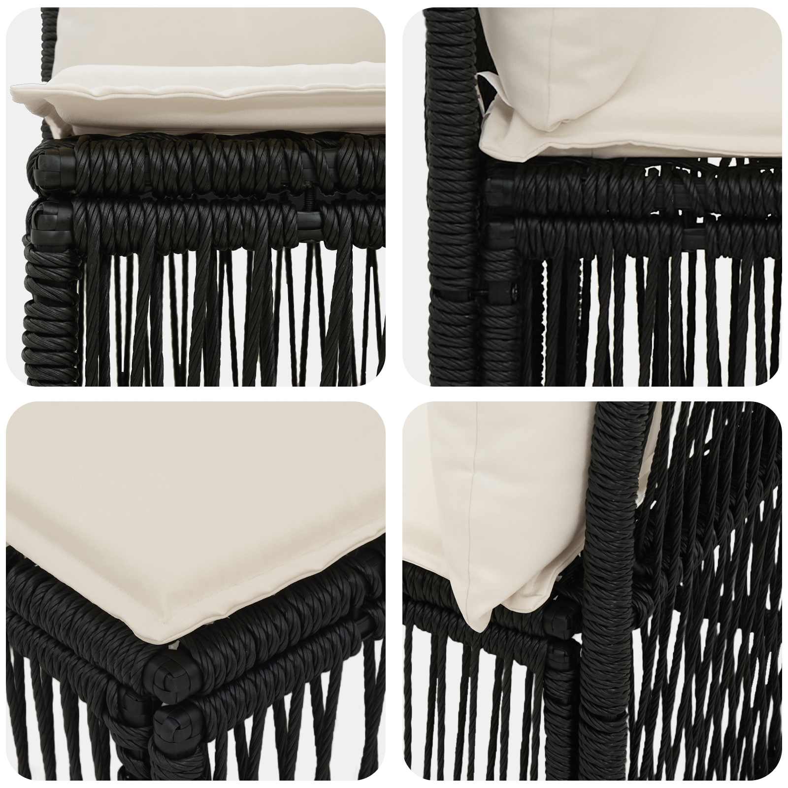 4 személyes kanapé 4 pcs 4-ülőhelyek száma fekete polirattan