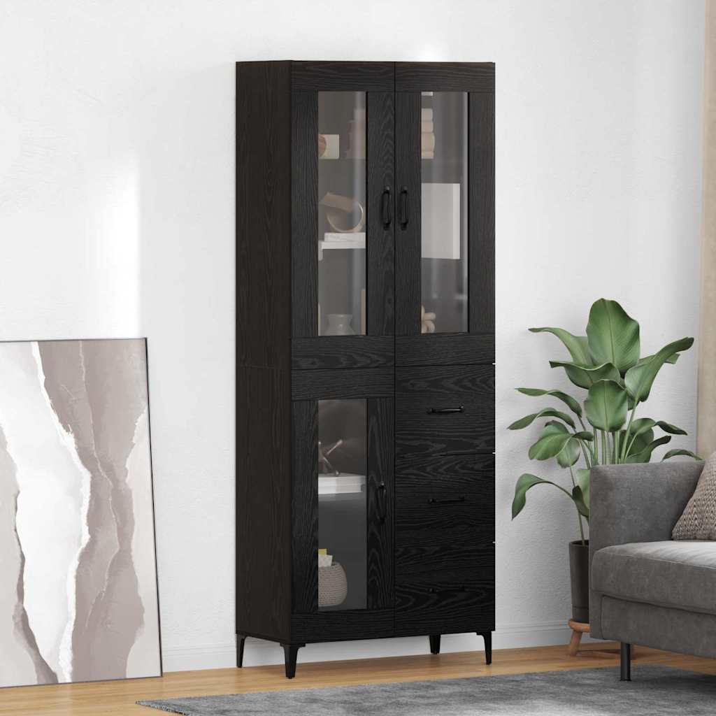 Magasfiú fiókkal fekete tölgy 69,5 x 34 x 180 cm faanyag