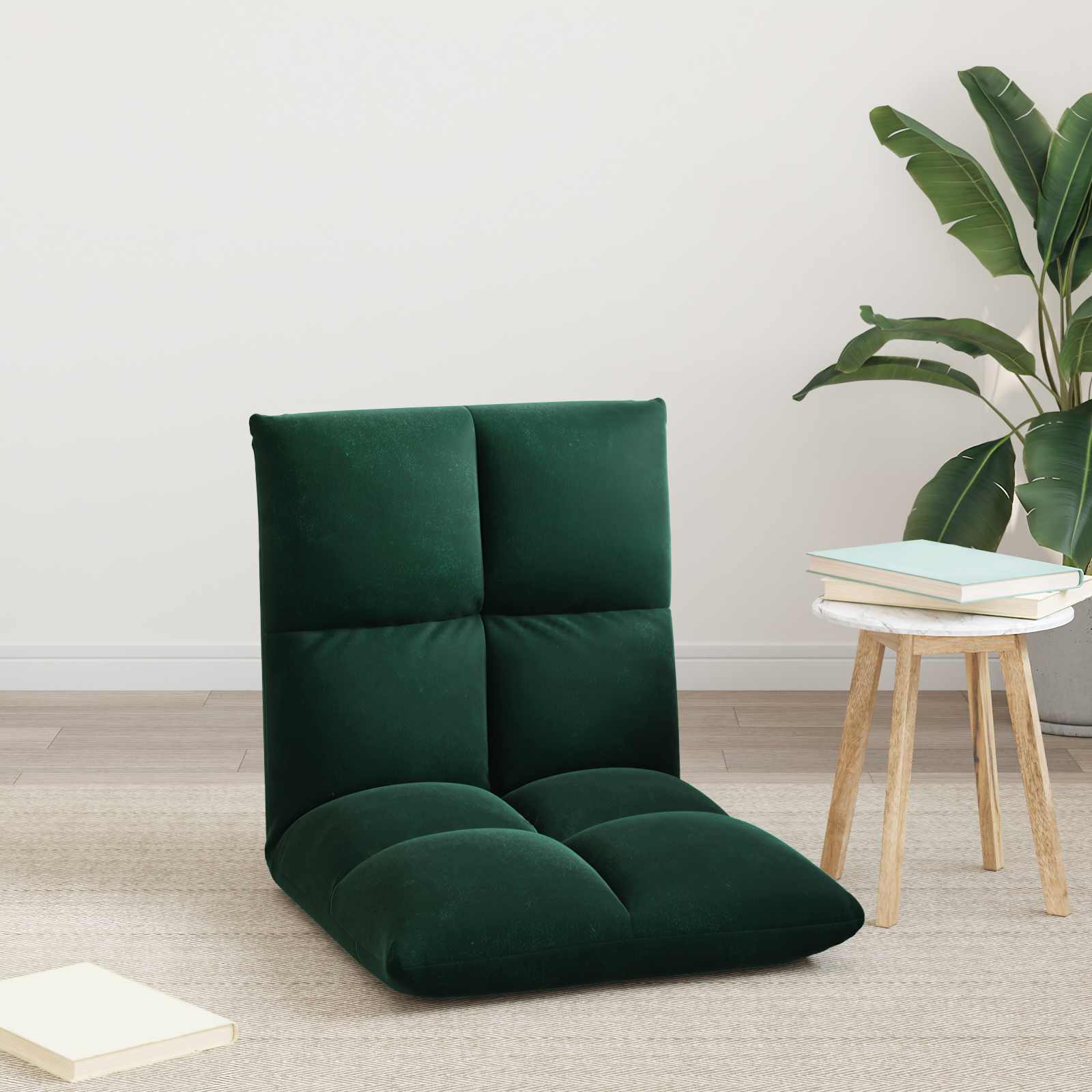 Állítható padló szék sötétzöld bársony