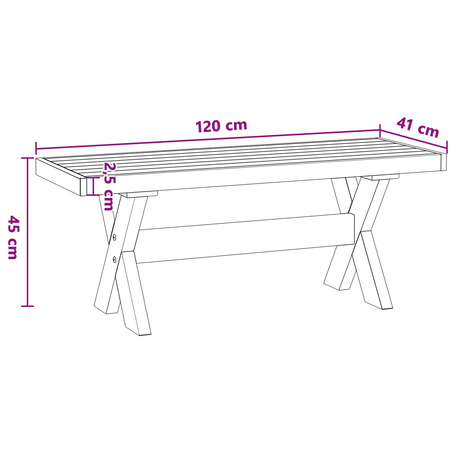 Étkező pad noain 120 x 41 x 45 cm tömör fenyő természetes