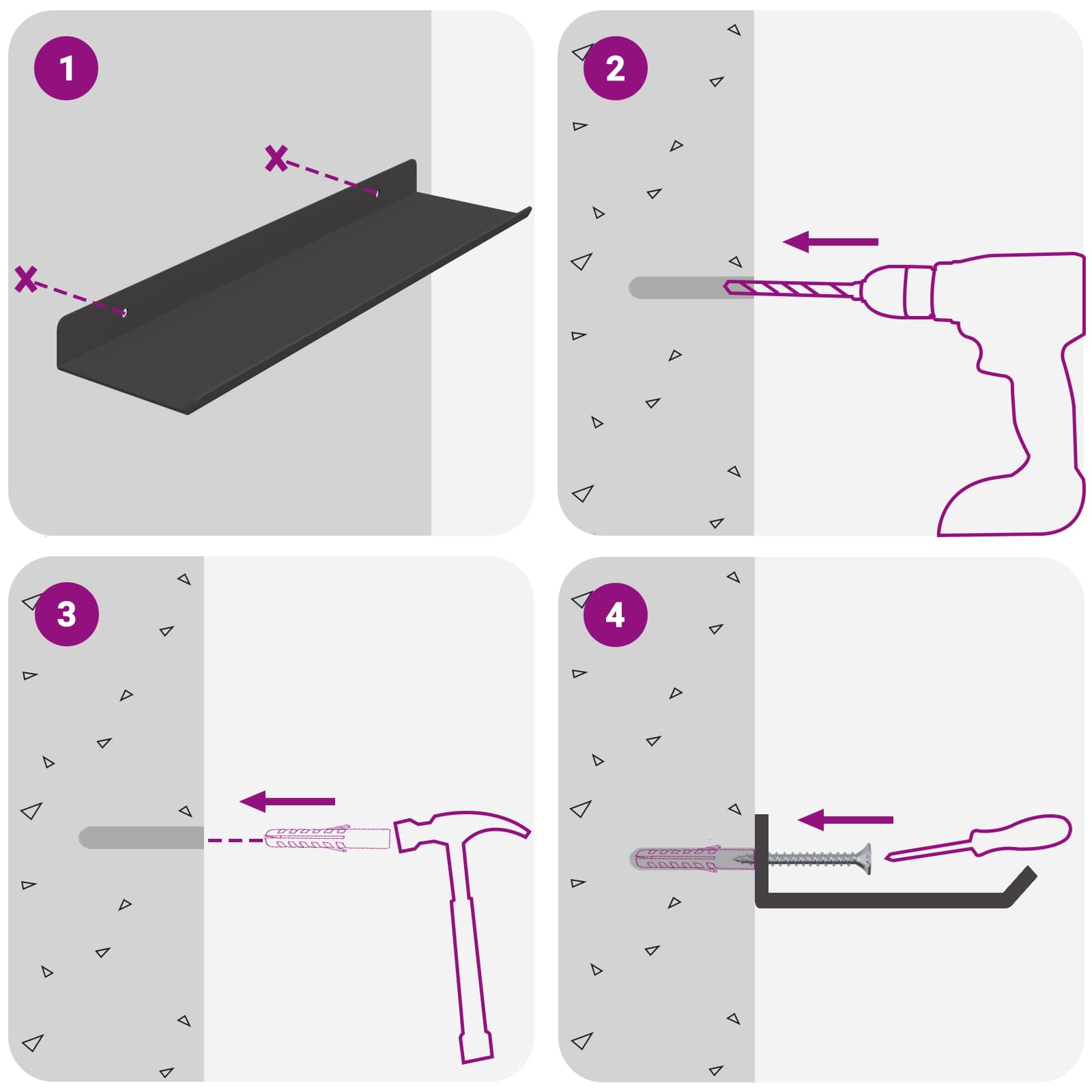 Falpolc polcokkal falra szerelhető 3 pcs fekete 80 x 9 x 2.5 cm