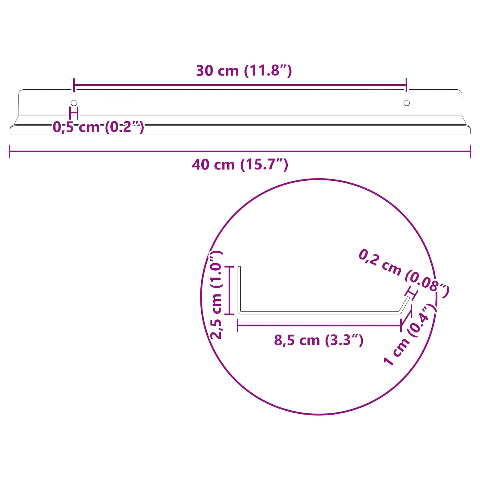 Falpolc polcokkal falra szerelhető 2 pcs fekete 80 x 9 x 2.5 cm