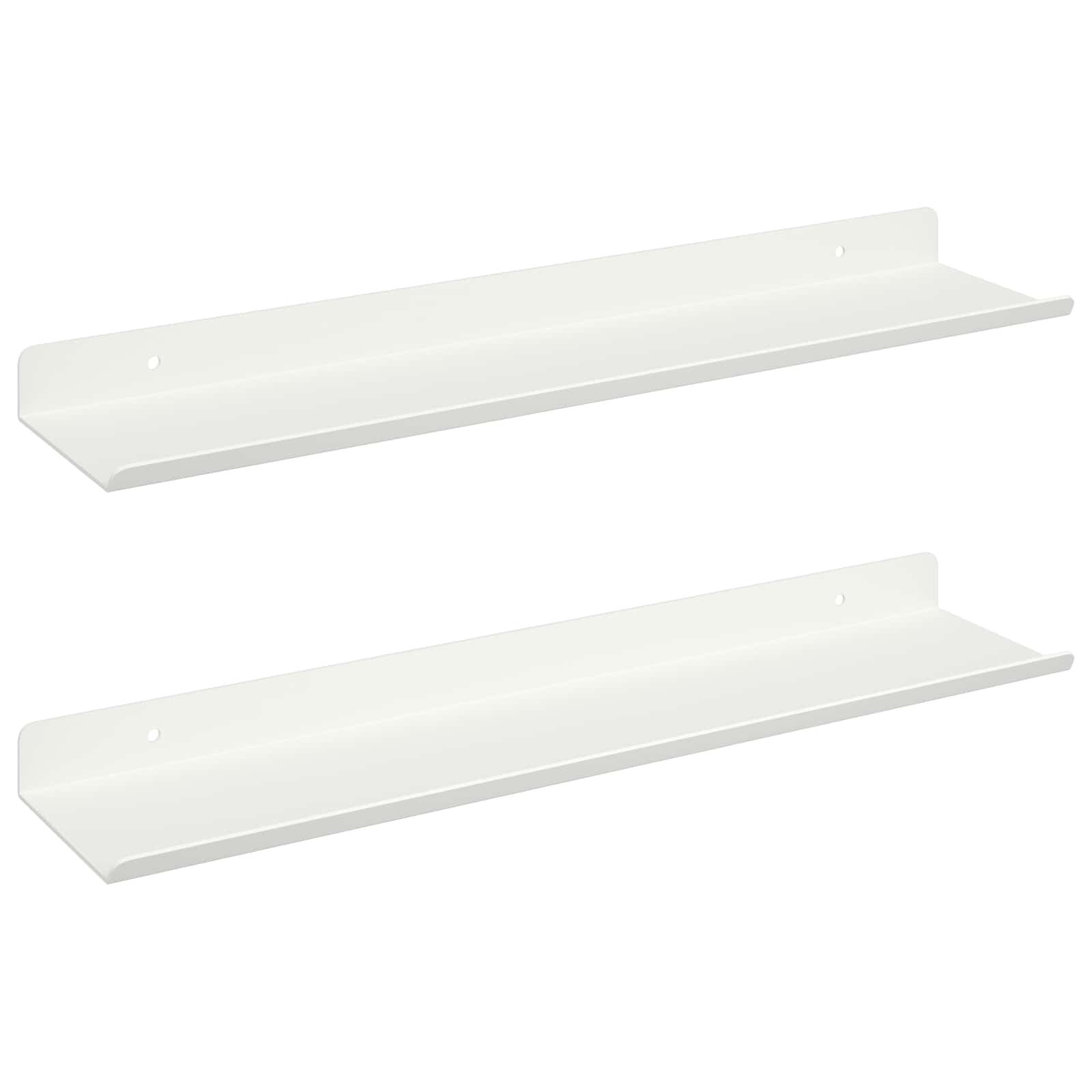 Lebegő polc 2 db fehér 100 x 9 x 2,5 cm acél