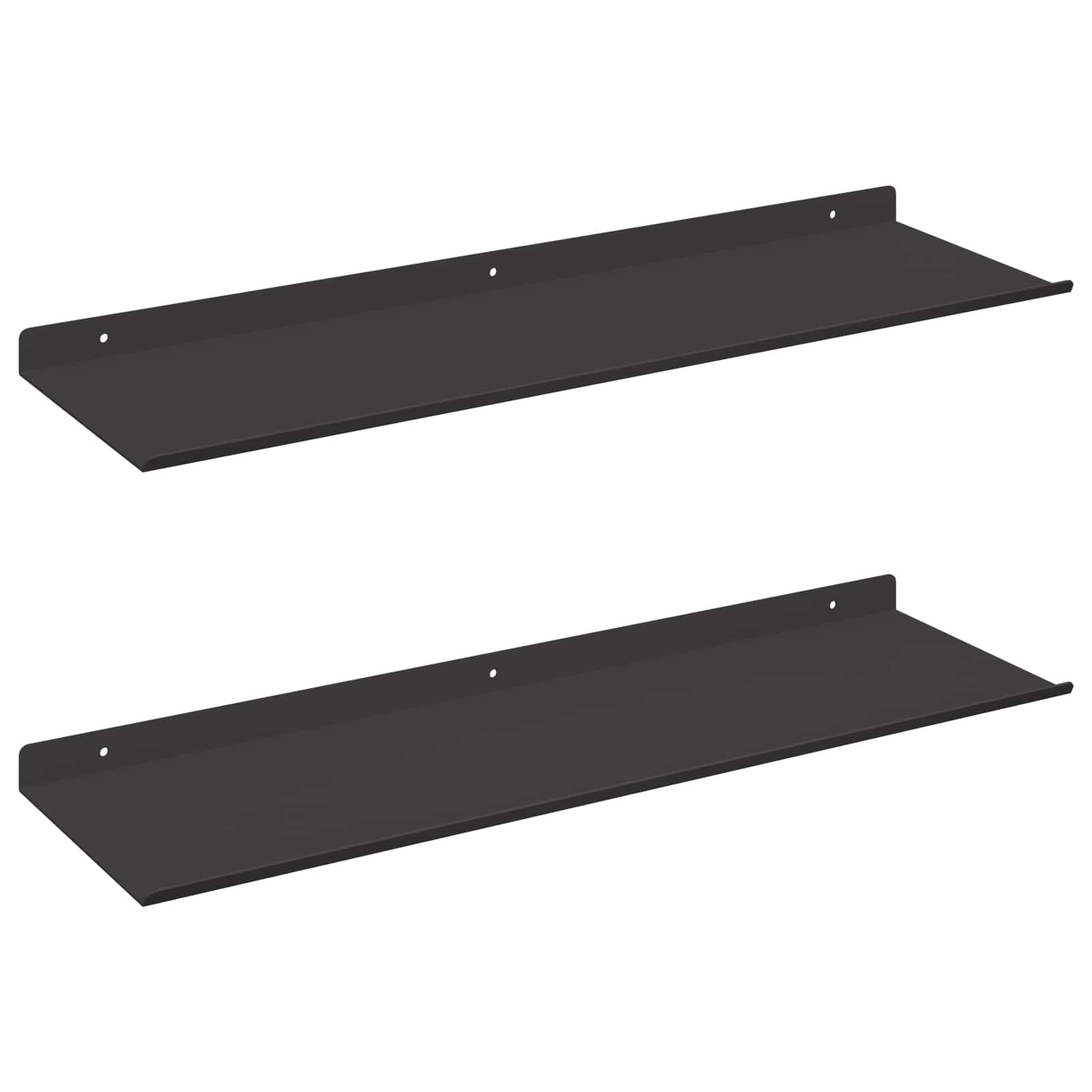 Lebegő polc 2 db fekete 60 x 18 x 2,5 cm acél