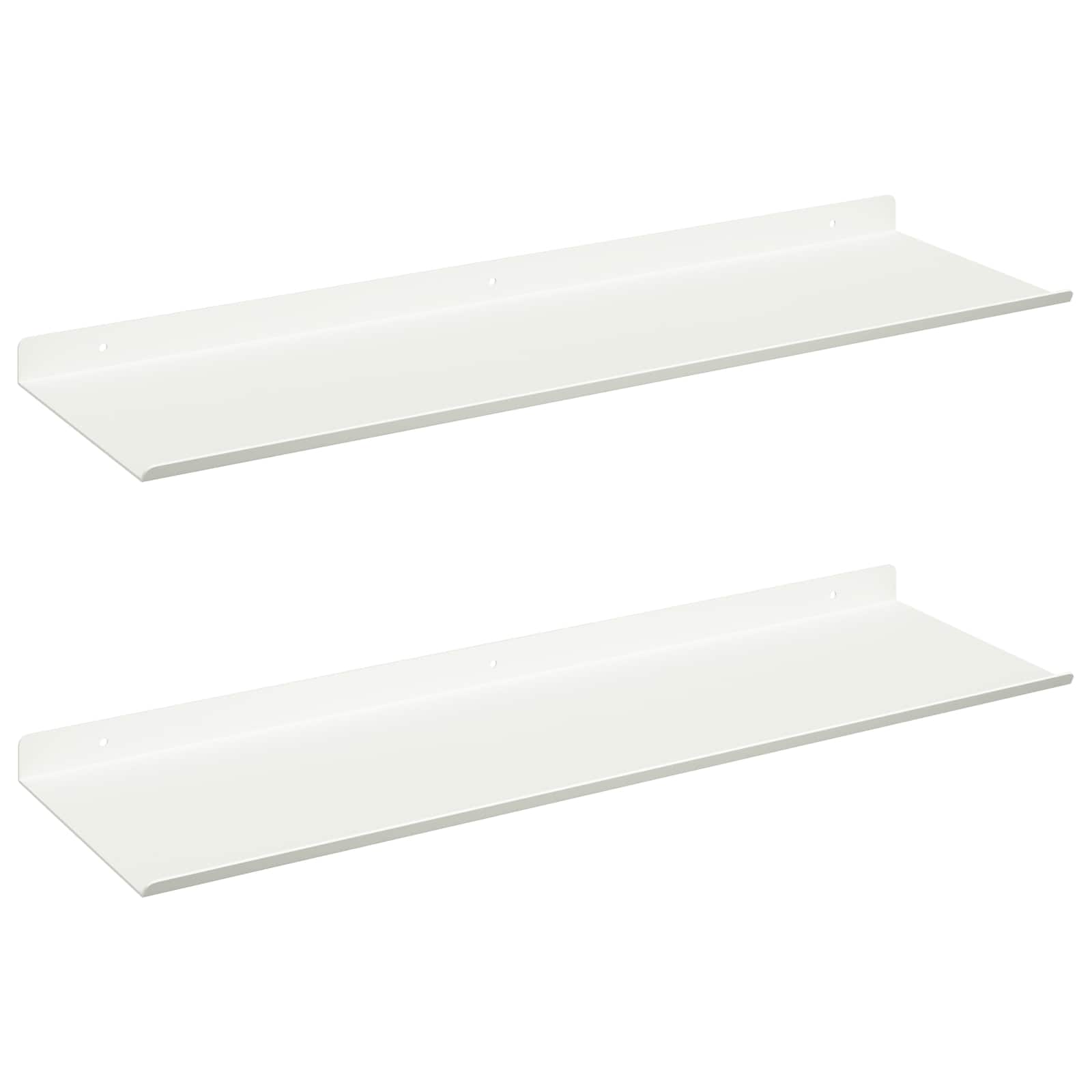 Lebegő polc 2 db fehér 60 x 18 x 2,5 cm acél