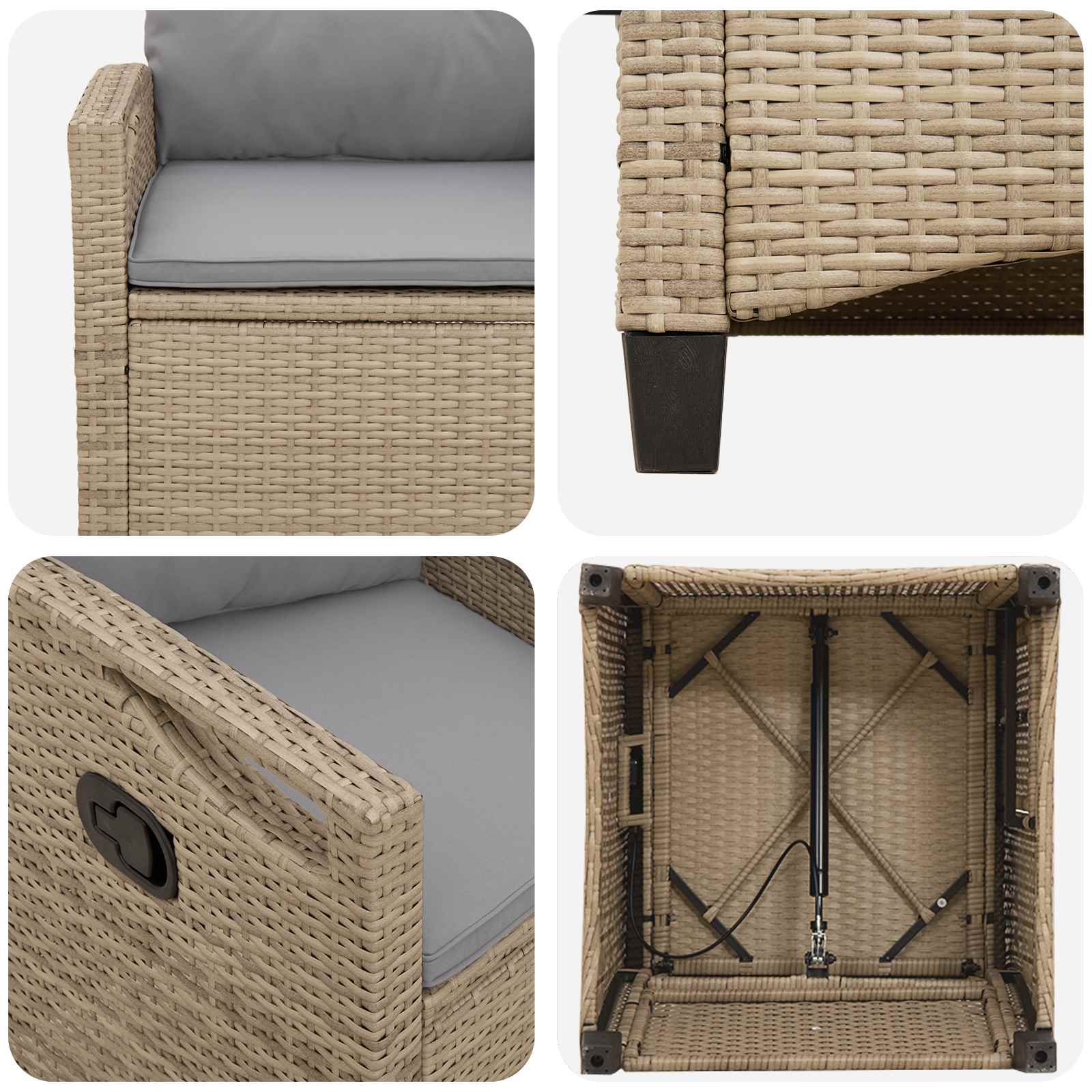 Kerti szék 2 pcs beige és világosszürke 56 x 60 x 112 cm