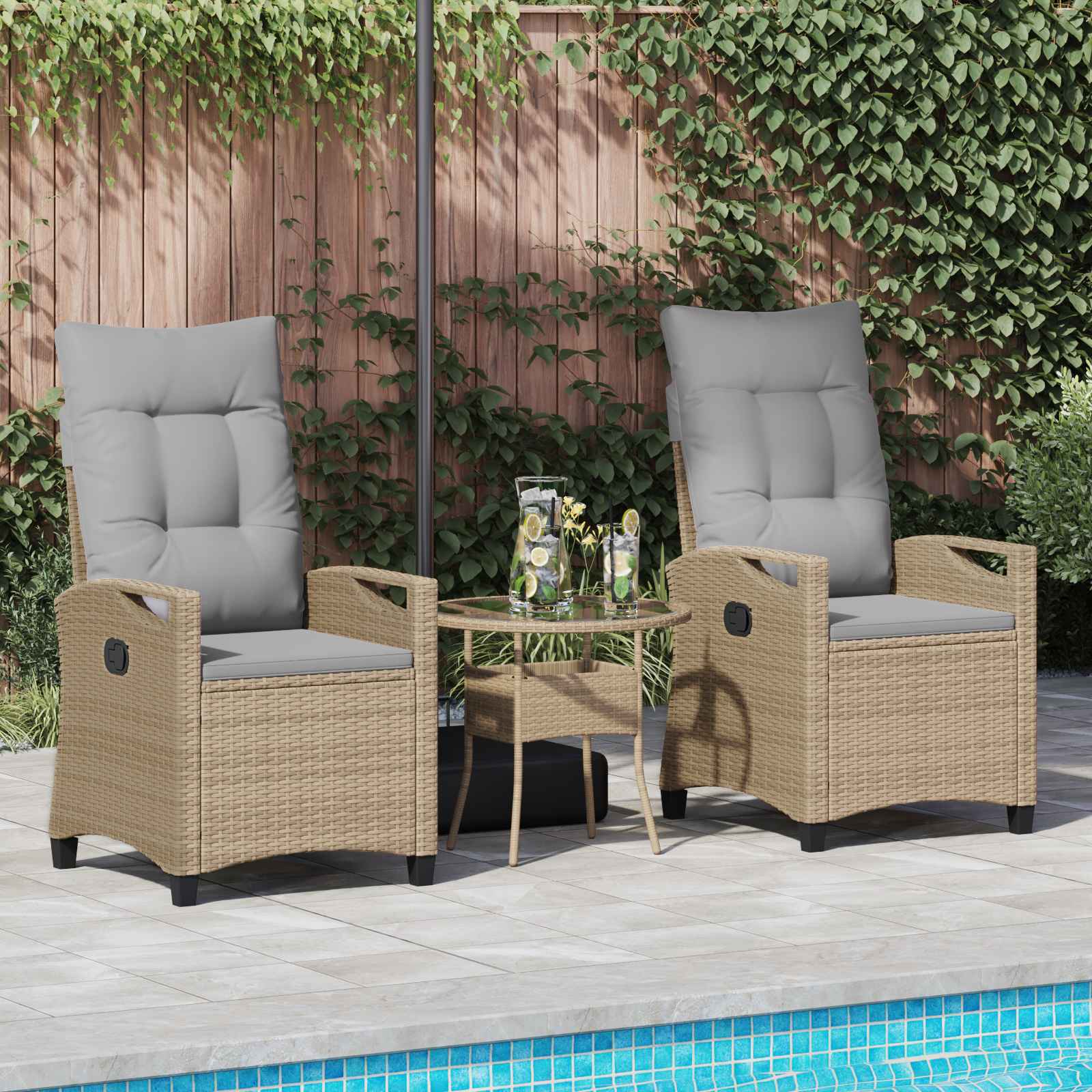 Kerti szék 2 pcs beige és világosszürke 56 x 60 x 112 cm