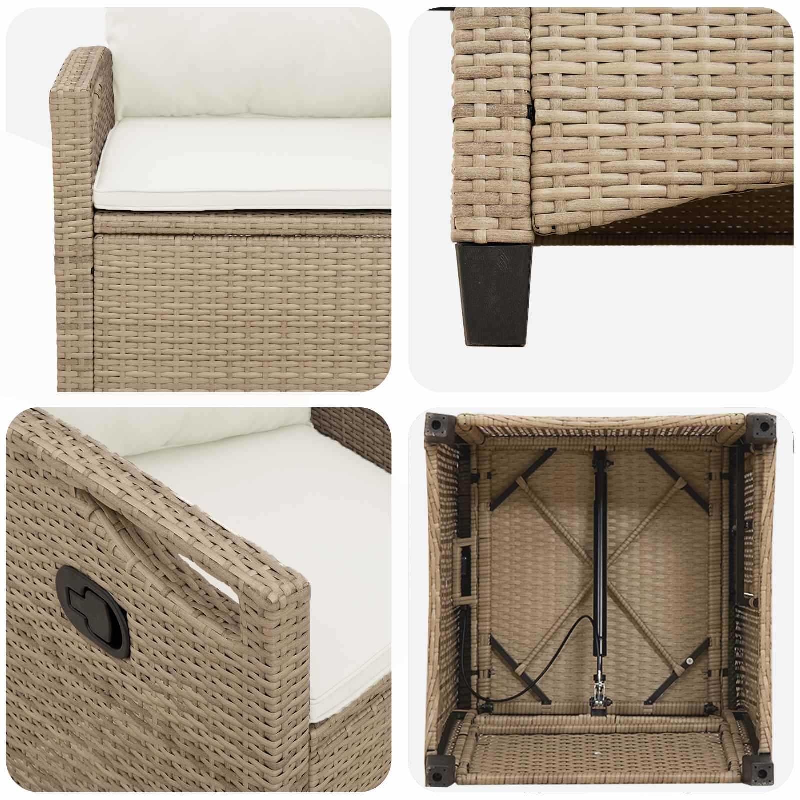 Kerti szék 2 pcs beige és krém 56 x 60 x 112 cm