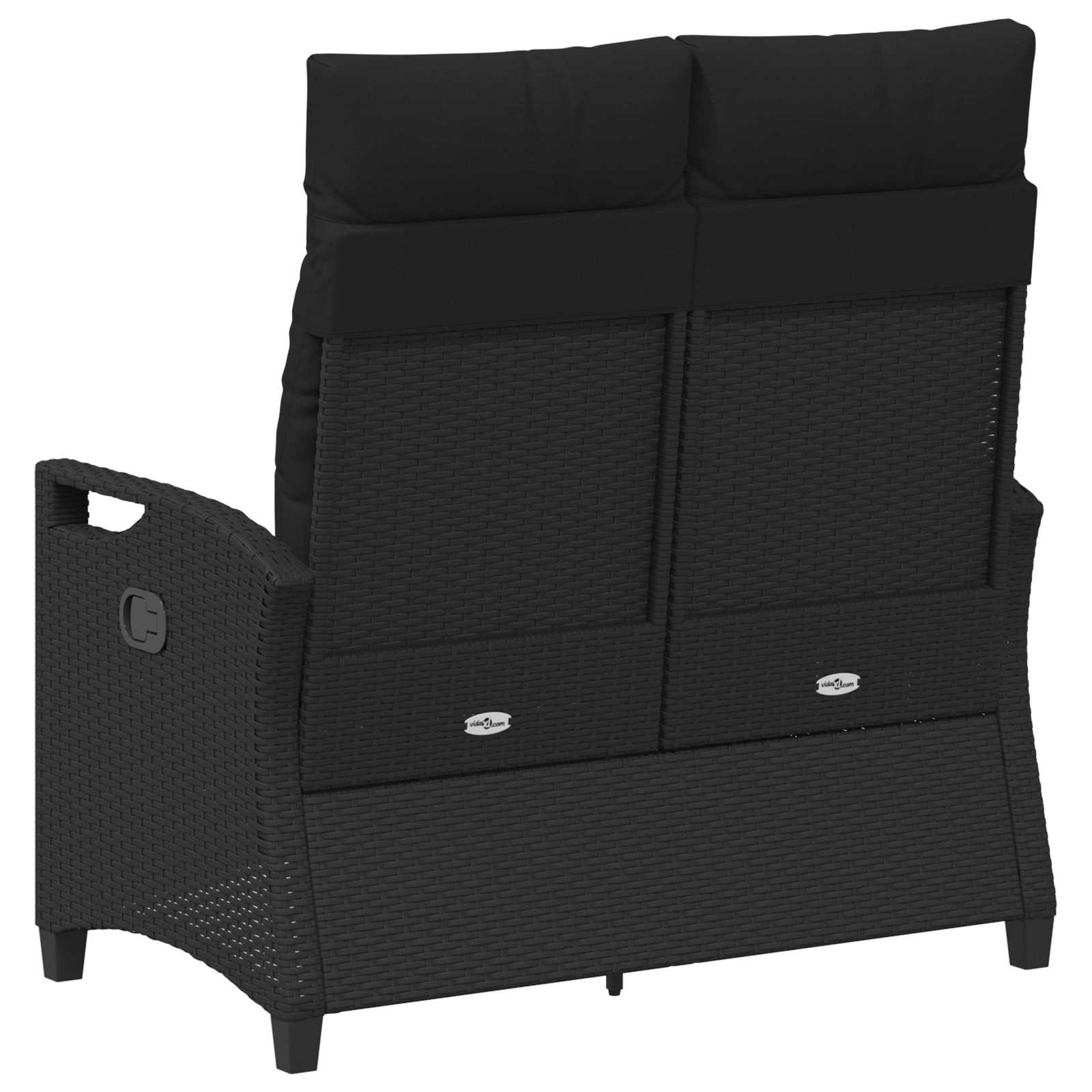Kerti pad párnával fekete 105 x 60 x 112 cm acél és poliészter