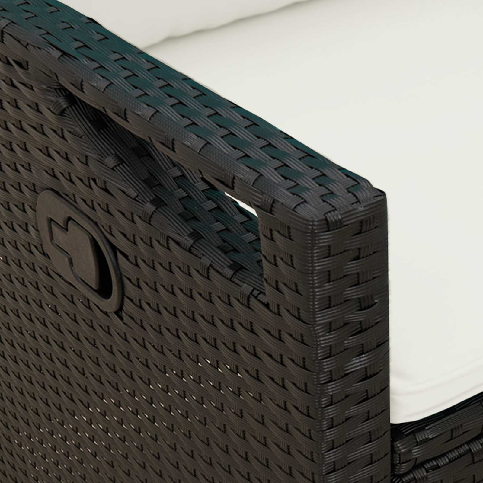 Kerti pad fekete és krém 105 x 60 x 112 cm acél és poliészter