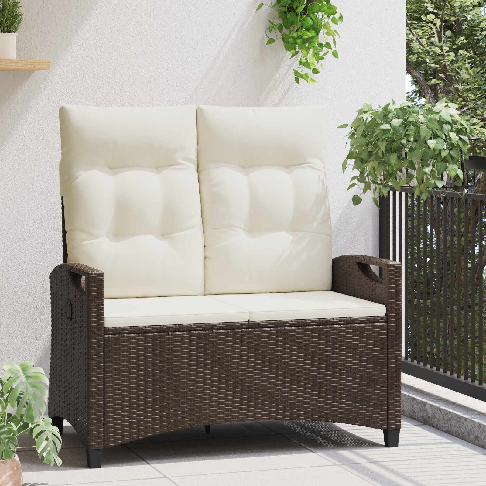 Kerti pad barna és krém 105 x 60 x 112 cm acél és poliészter