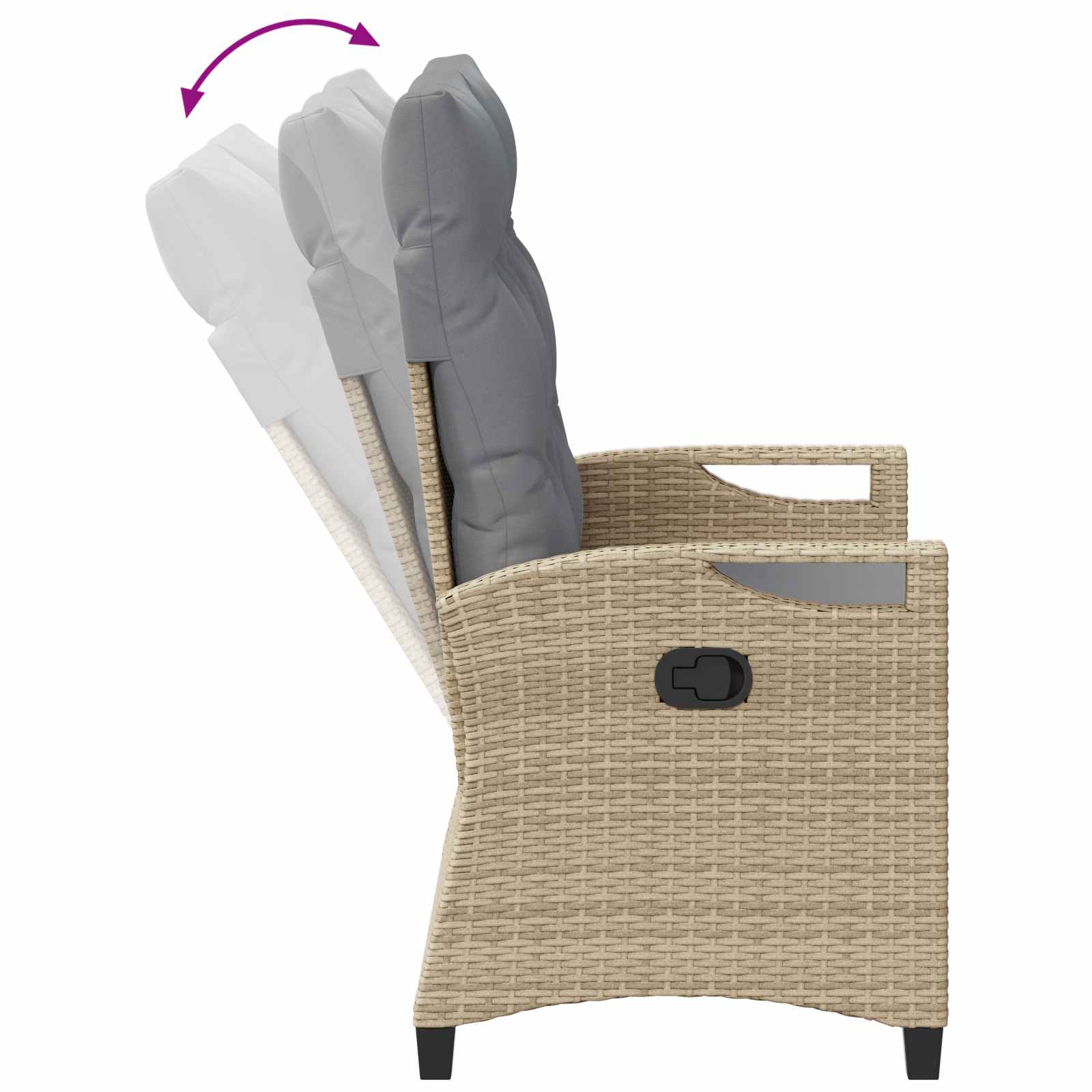 Kerti pad párnával beige és világosszürke 105 x 60 x 112 cm