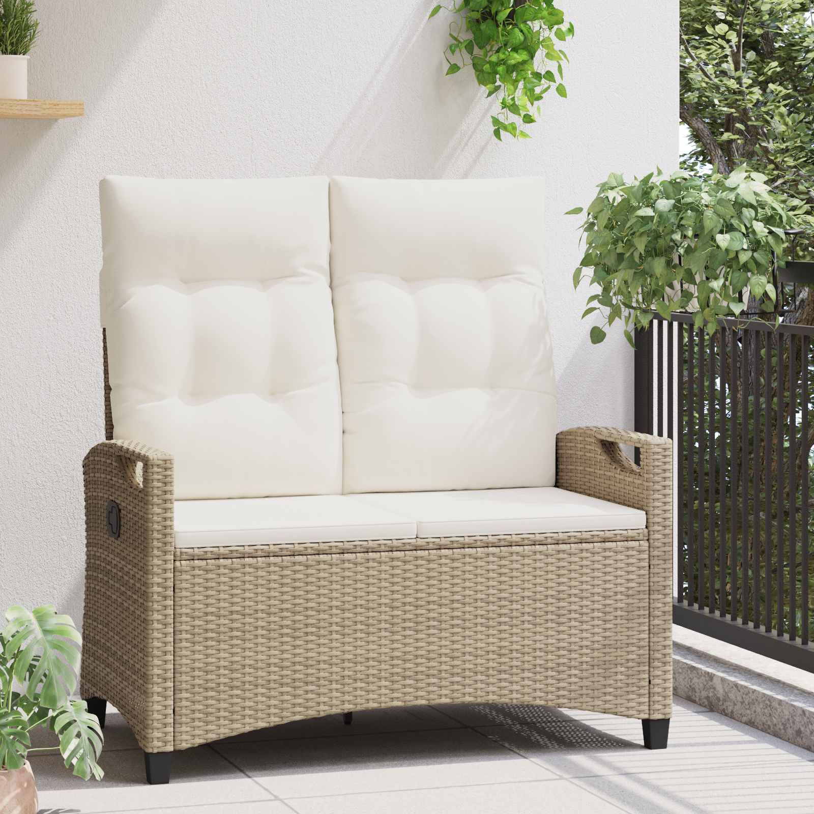 Kerti pad beige és krém 105 x 60 x 112 cm acél és poliészter