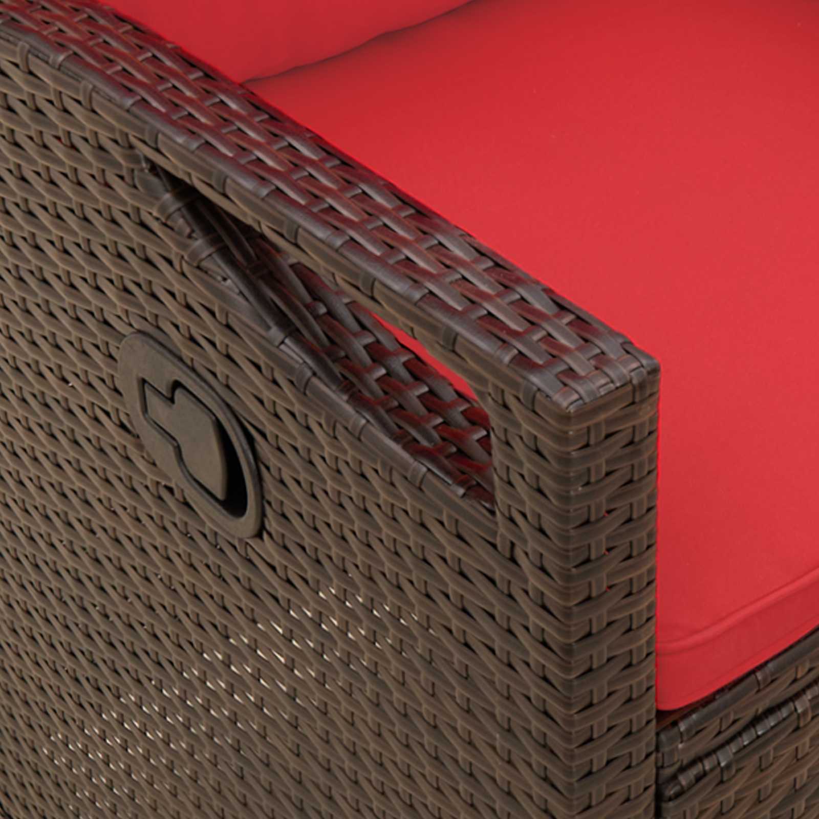 Kerti pad barna és piros 105 x 60 x 112 cm acél és poliészter