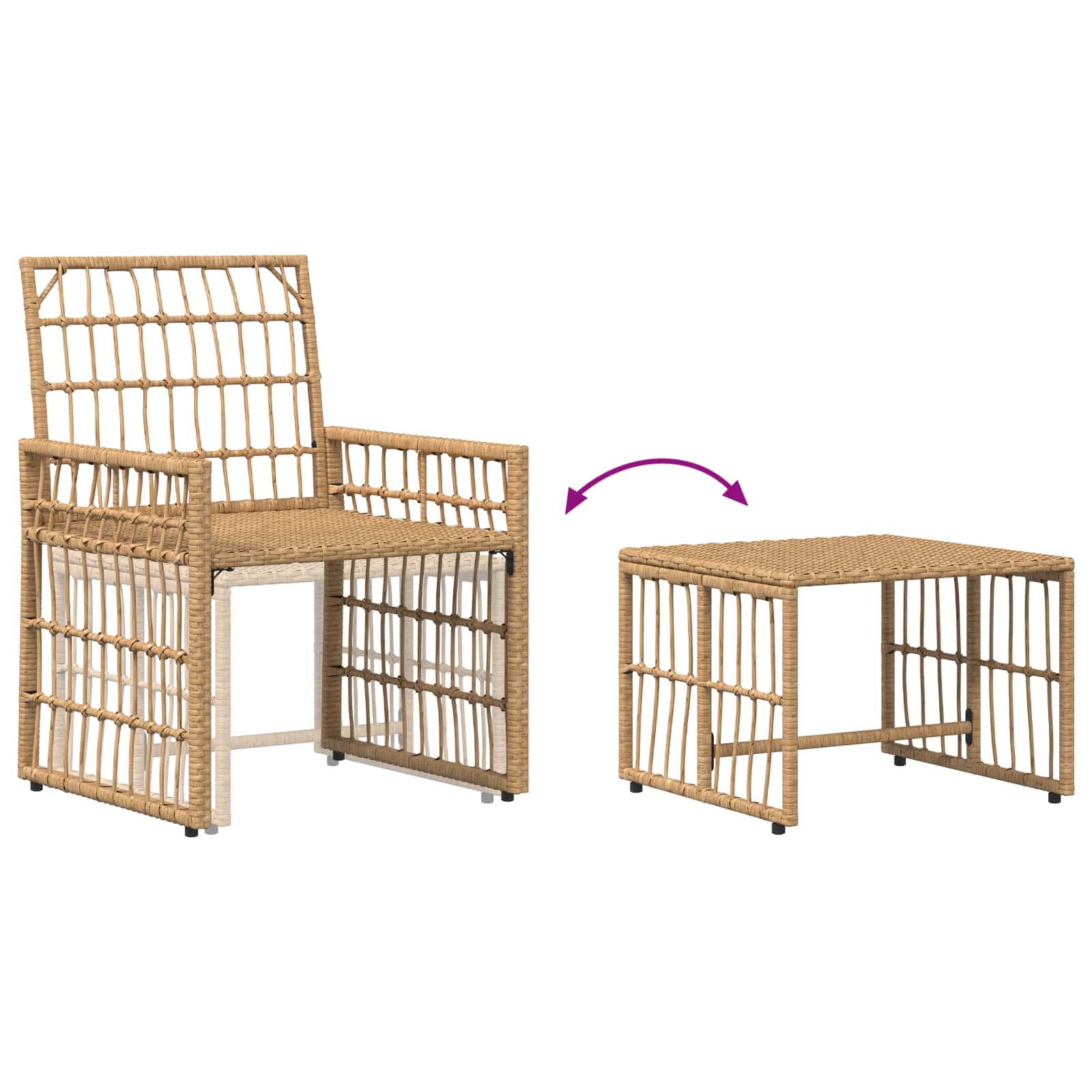 Kültéri bútor szett 5 pcs természetes és krémszínű fehér