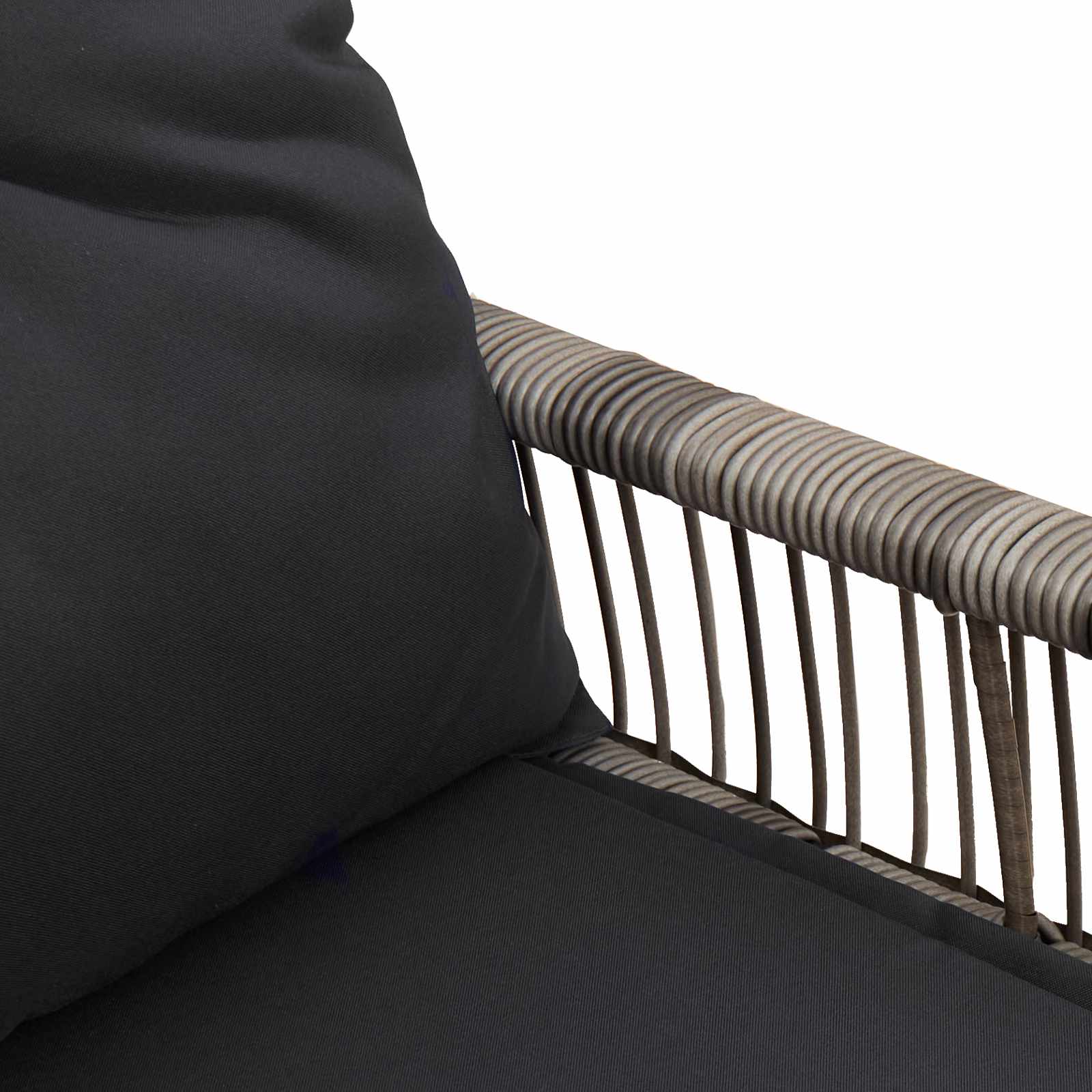 Kerti pad párnával 4 pcs szürke és sötétszürke polirattan