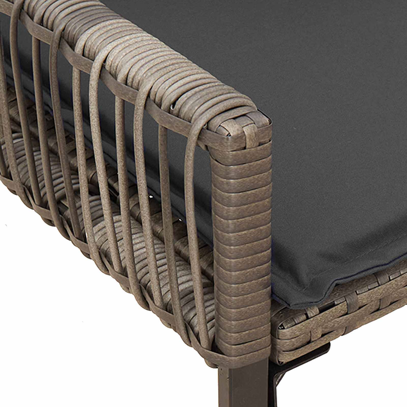 Kerti pad párnával 4 pcs szürke és sötétszürke polirattan