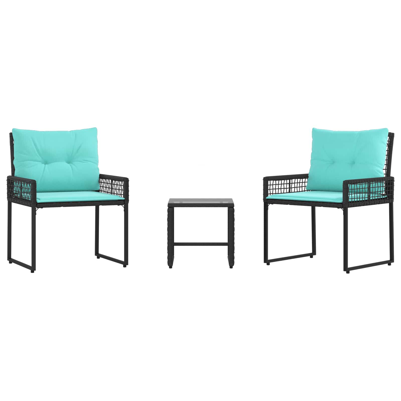 Kültéri bútor szett párnával 3 pcs fekete és türkiz