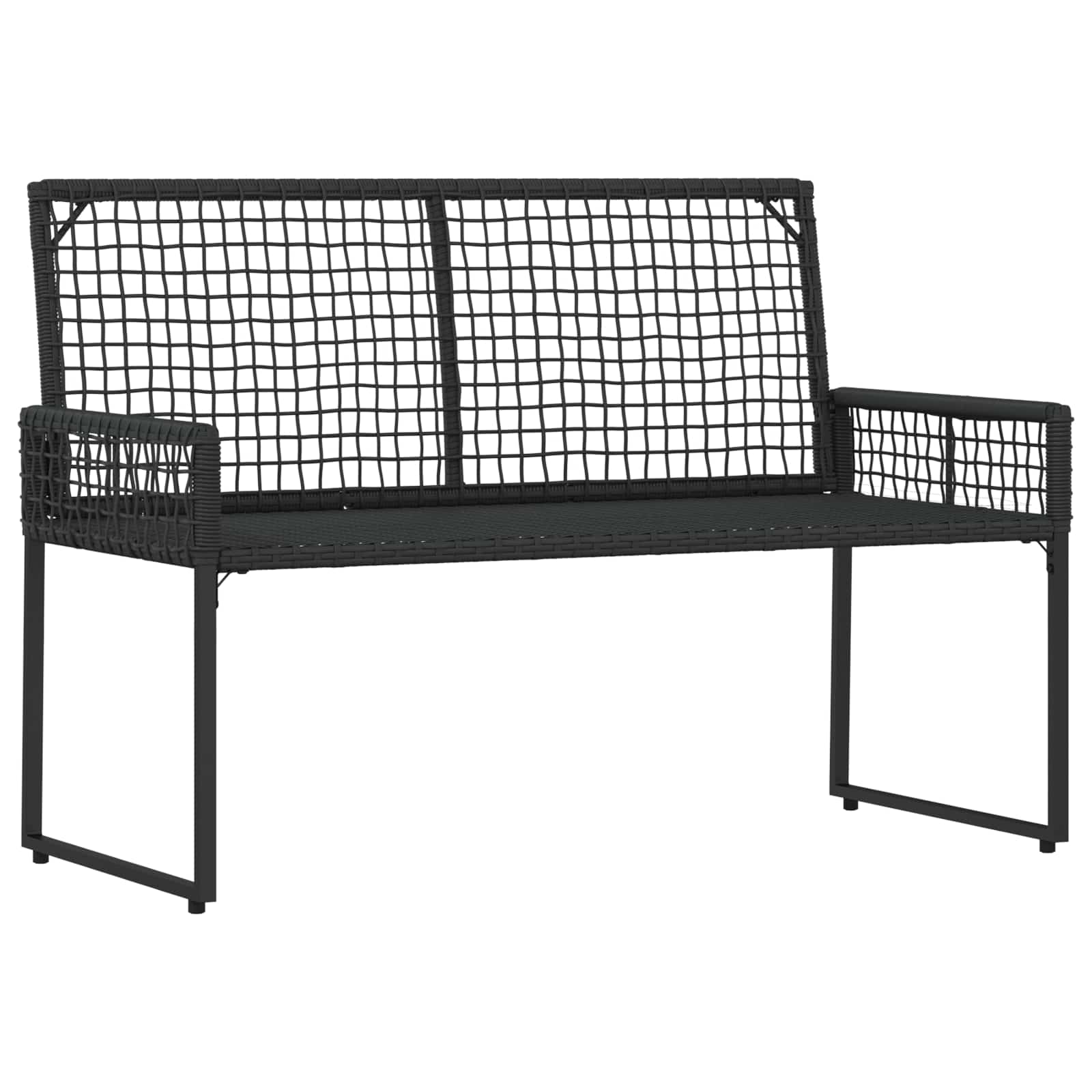 Kerti pad párnával fekete és krémfehér 118 x 55 x 82 cm
