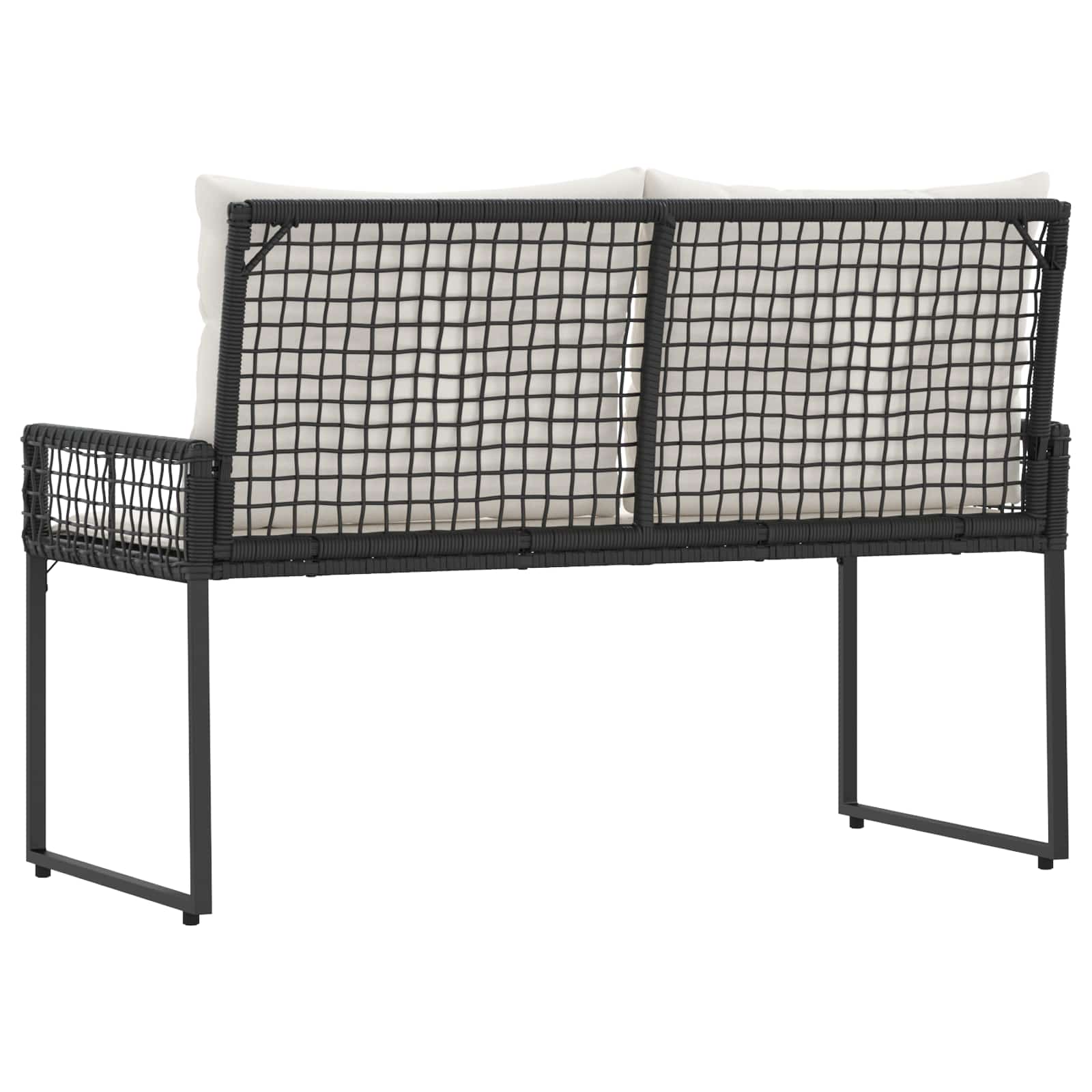 Kerti pad párnával fekete és krémfehér 118 x 55 x 82 cm