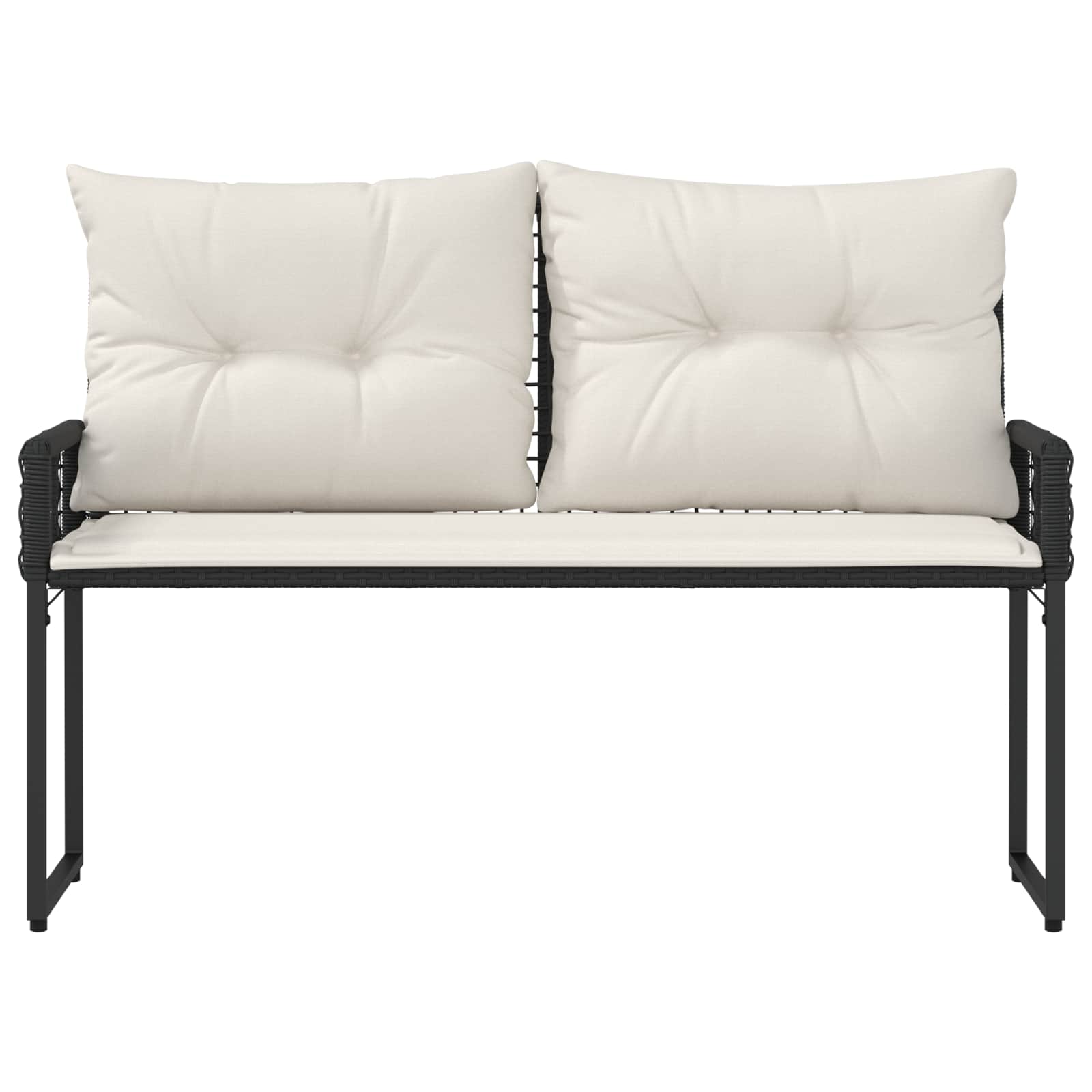 Kerti pad párnával fekete és krémfehér 118 x 55 x 82 cm