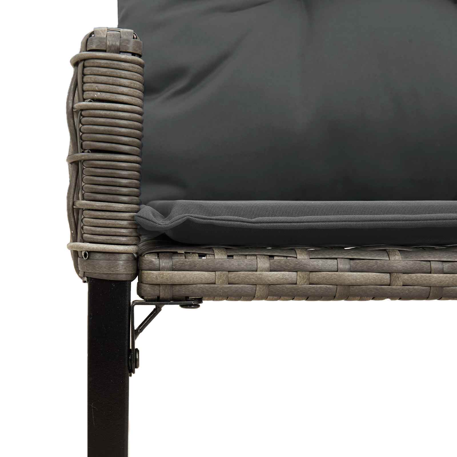 Kerti pad párnával szürke 118 x 55 x 82 cm pe rattan és szövet