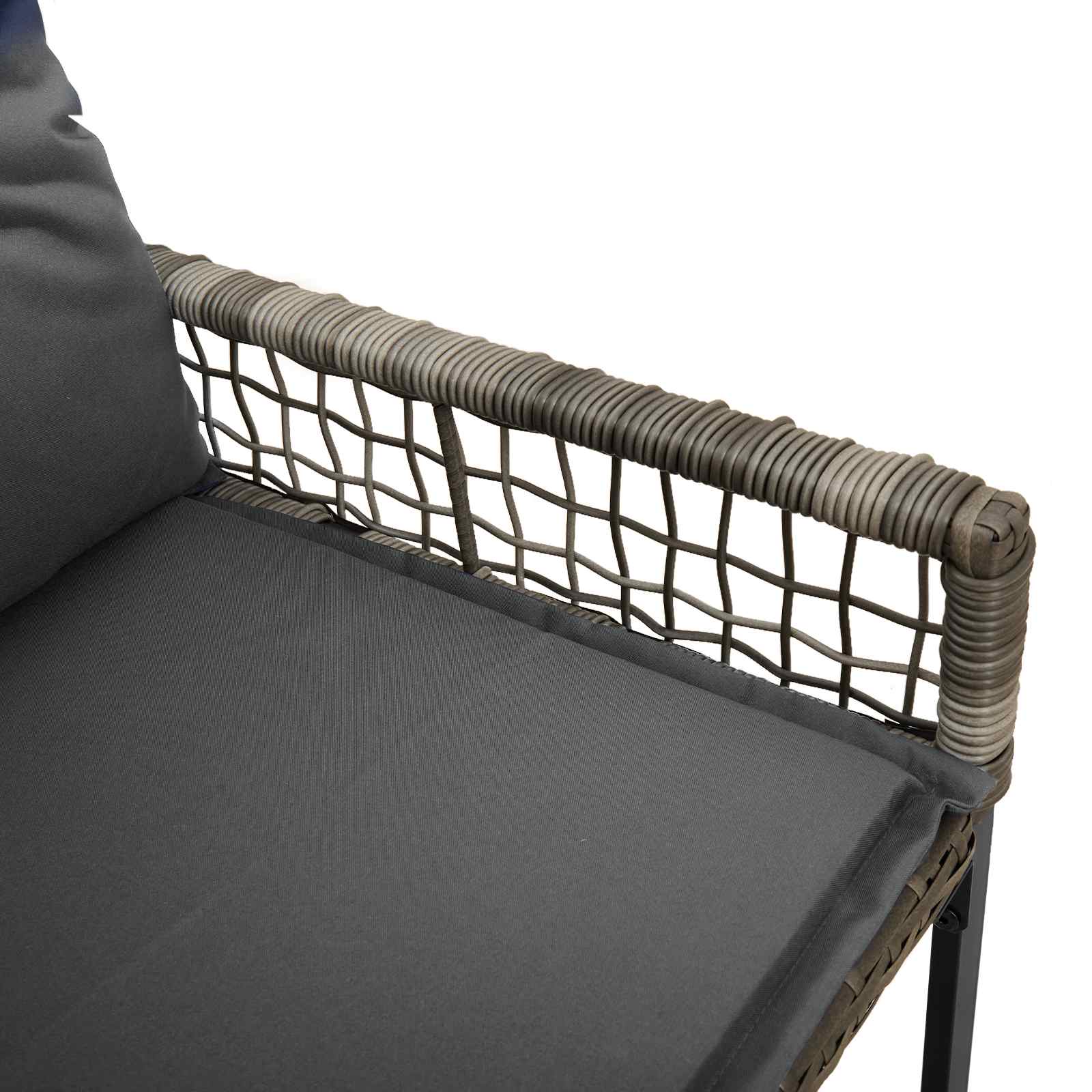 Kerti pad párnával szürke 118 x 55 x 82 cm pe rattan és szövet