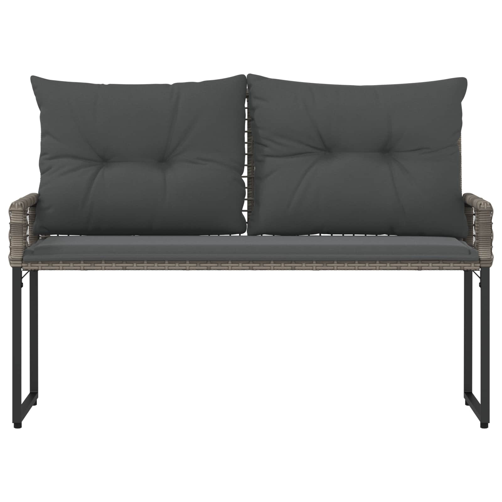 Kerti pad párnával szürke 118 x 55 x 82 cm pe rattan és szövet