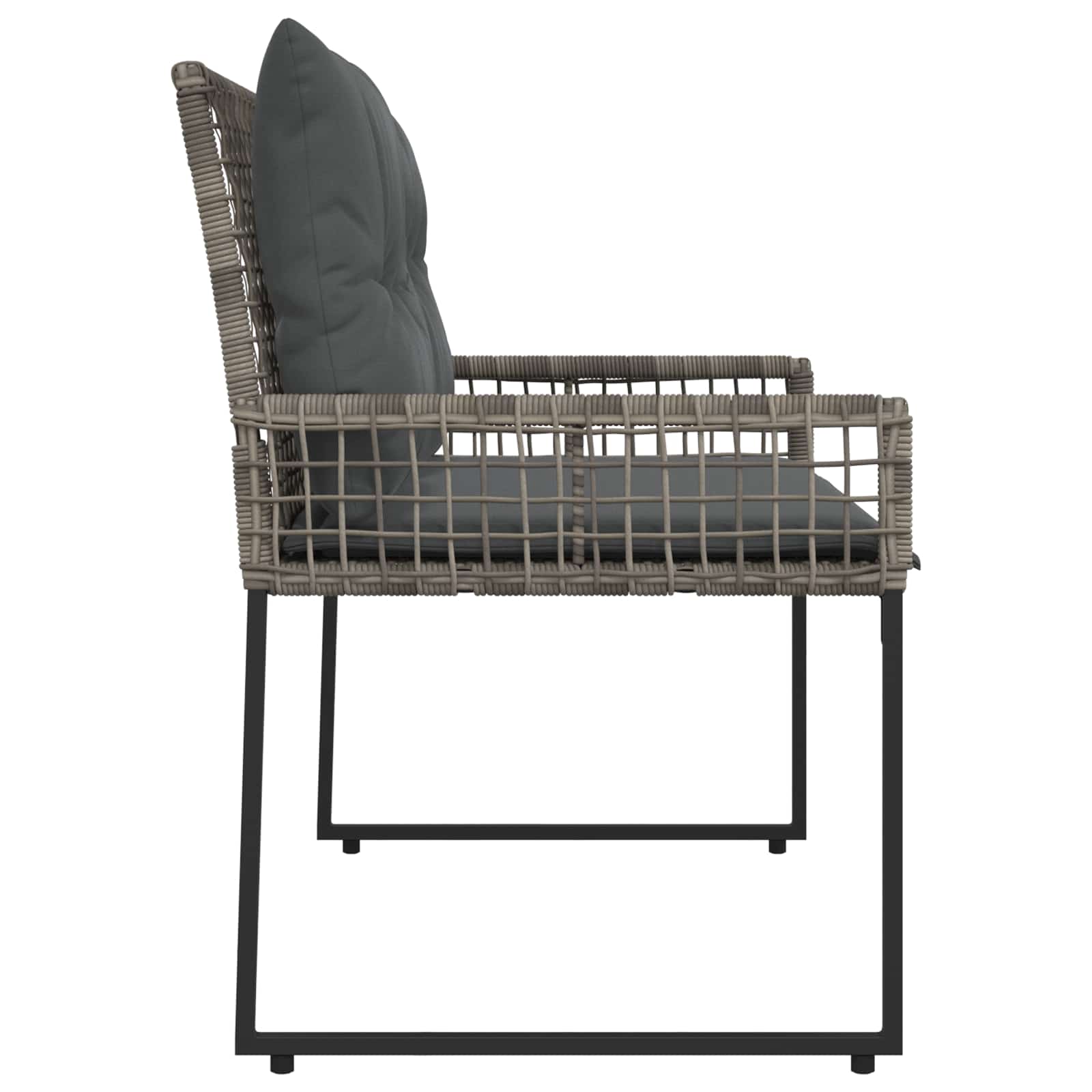 Kerti pad párnával szürke 118 x 55 x 82 cm pe rattan és szövet