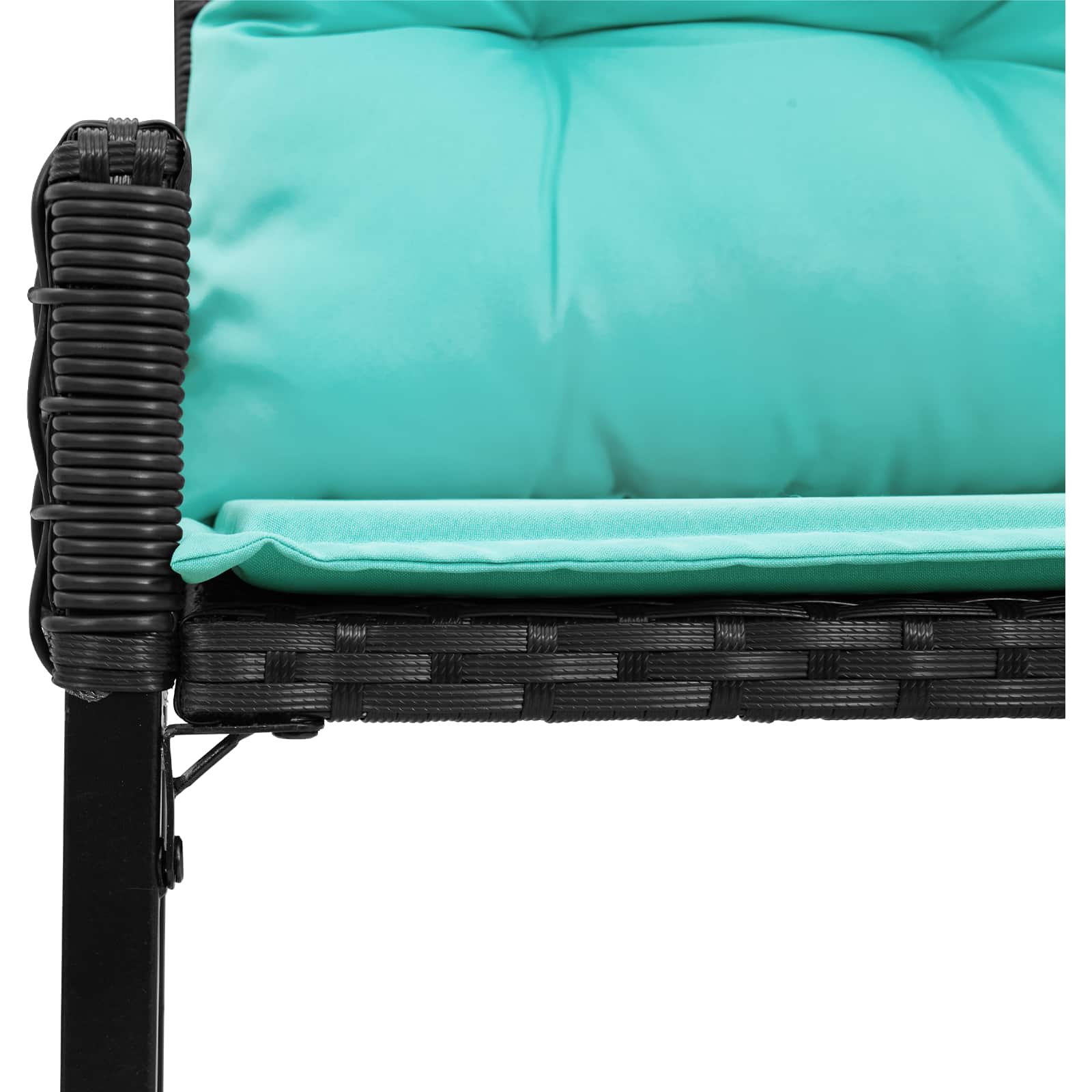 Kerti pad fekete és türkiz 118 x 55 x 82 cm pe rattan és szövet