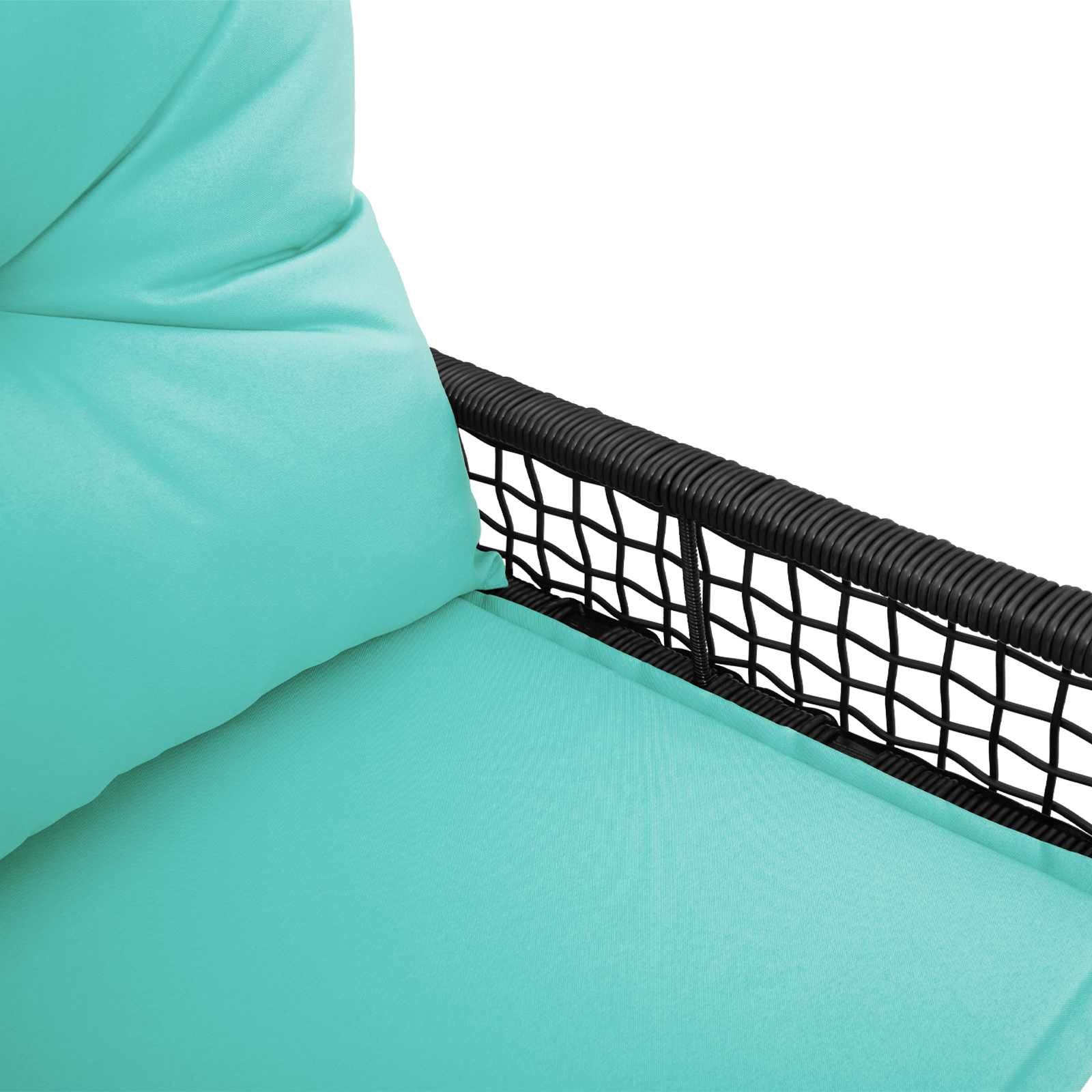 Kerti pad fekete és türkiz 118 x 55 x 82 cm pe rattan és szövet