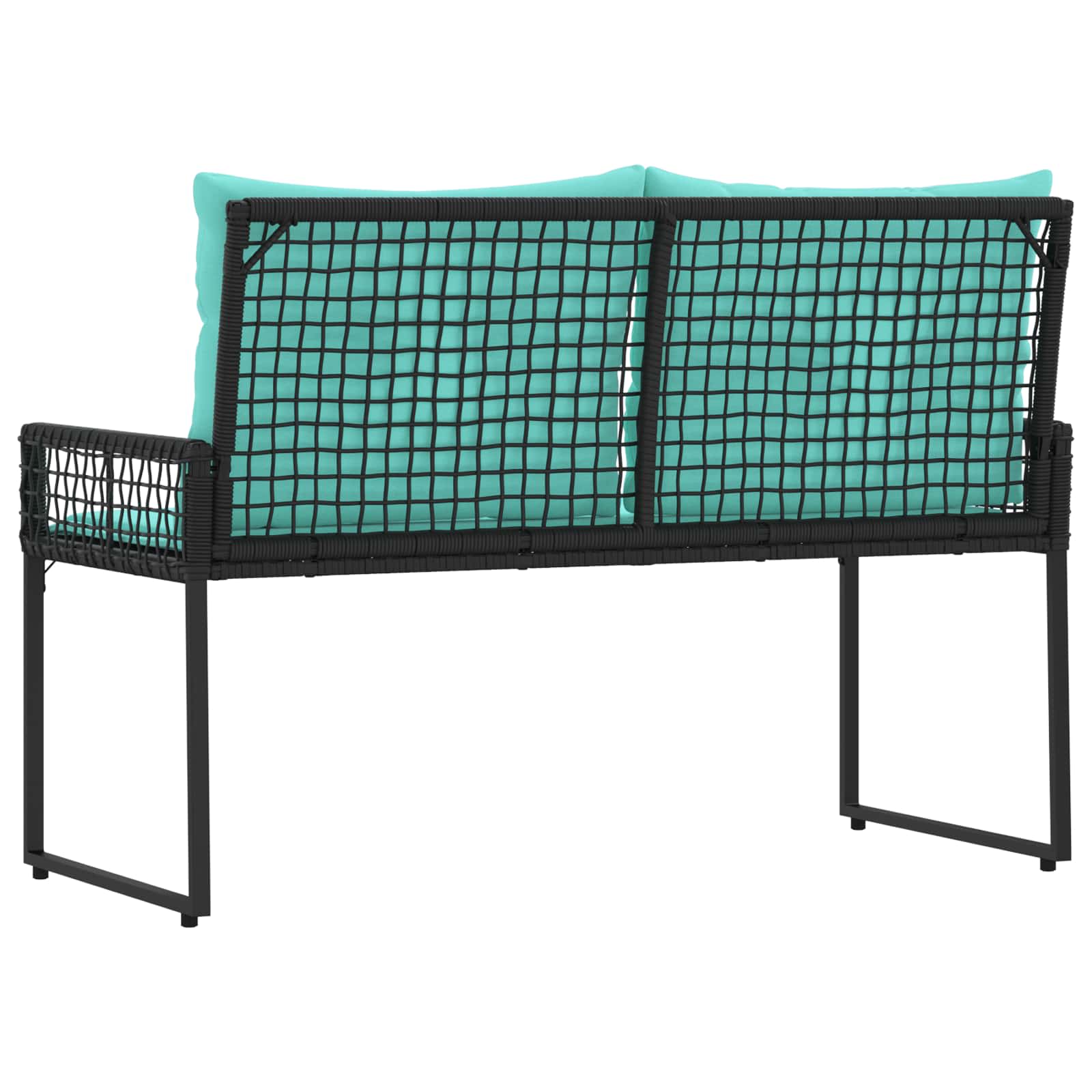 Kerti pad fekete és türkiz 118 x 55 x 82 cm pe rattan és szövet