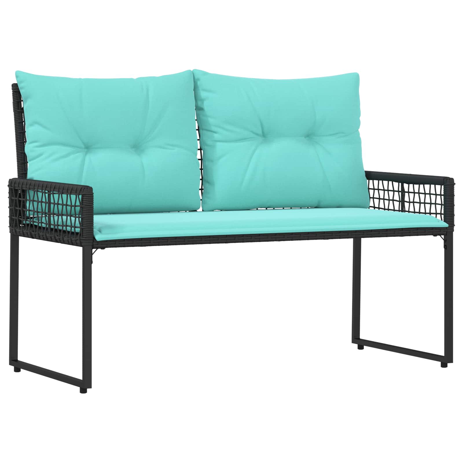 Kerti pad fekete és türkiz 118 x 55 x 82 cm pe rattan és szövet
