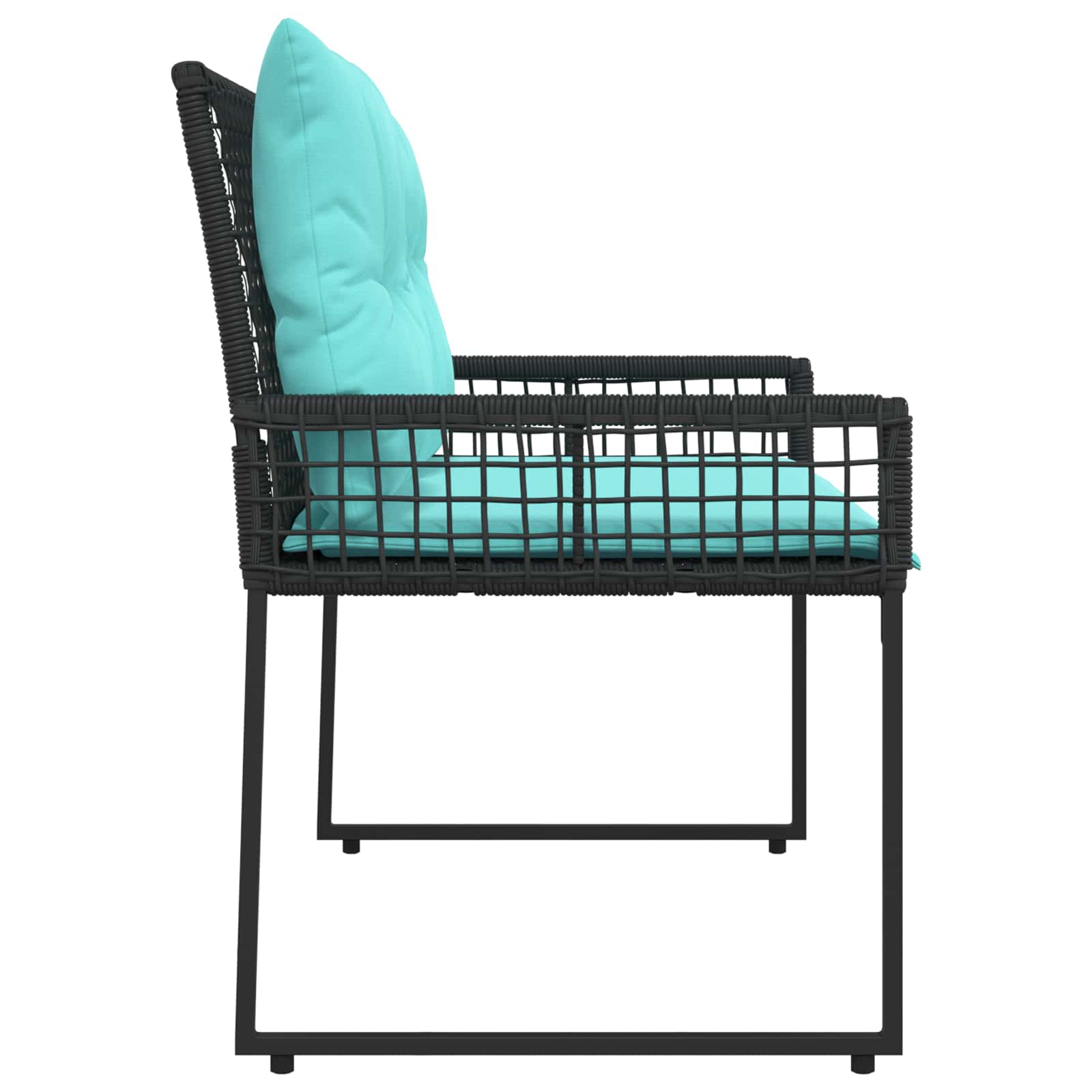Kerti pad fekete és türkiz 118 x 55 x 82 cm pe rattan és szövet