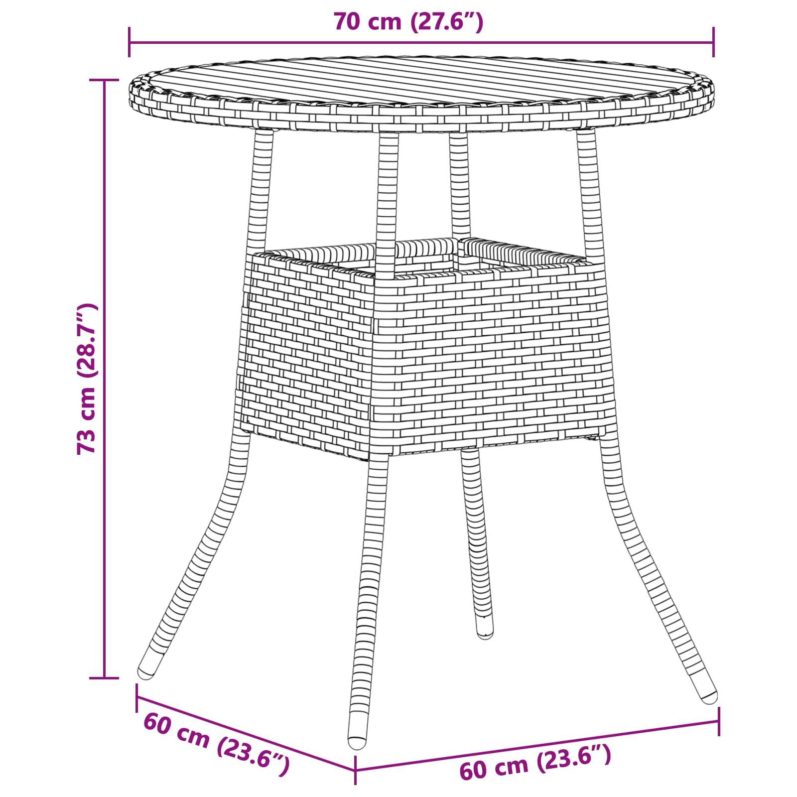 Vacsora asztal szürke és akác 70 x 70 x 73 cm tömör akácfa