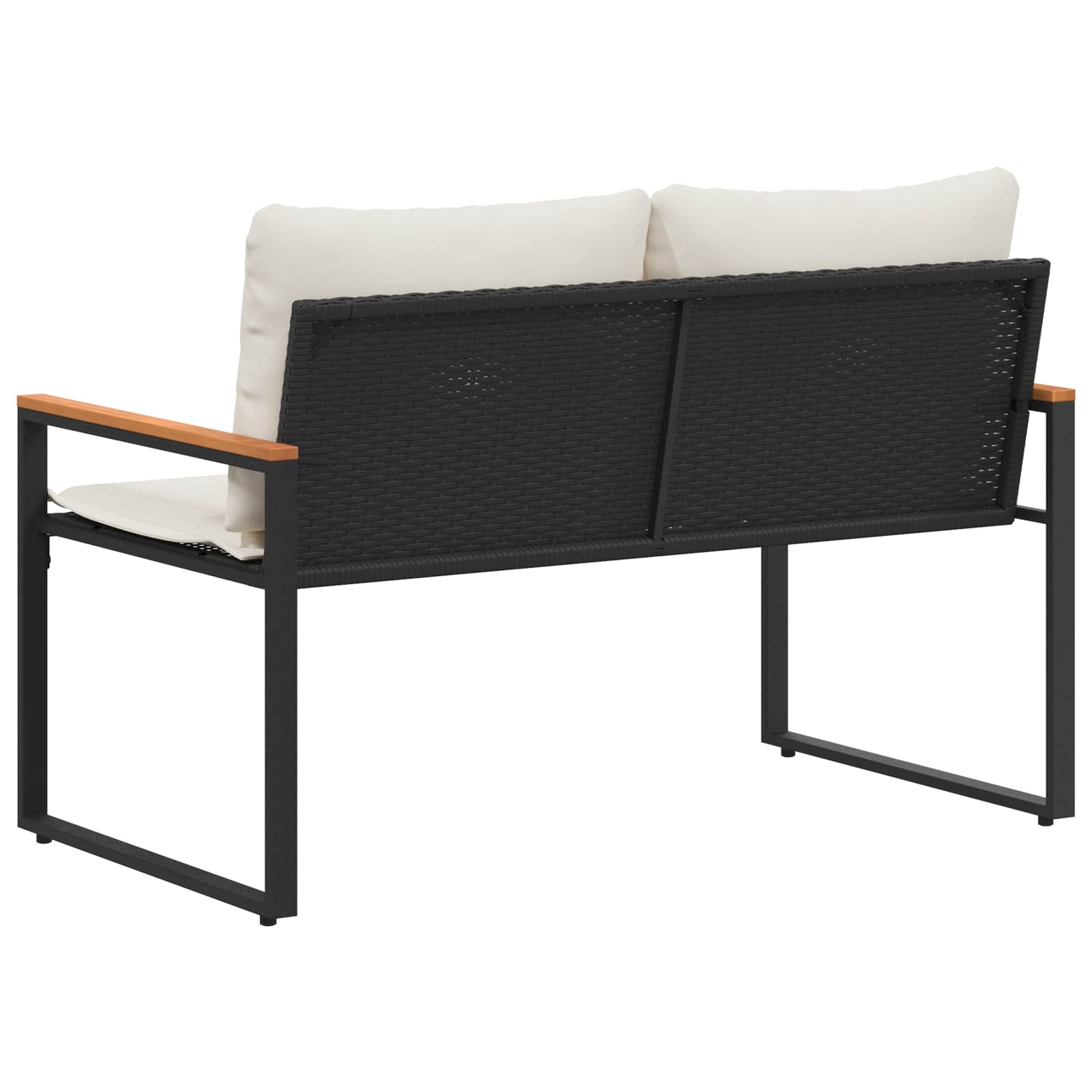 Pad párnával fekete és krémfehér 115 x 65 x 72 cm rattan