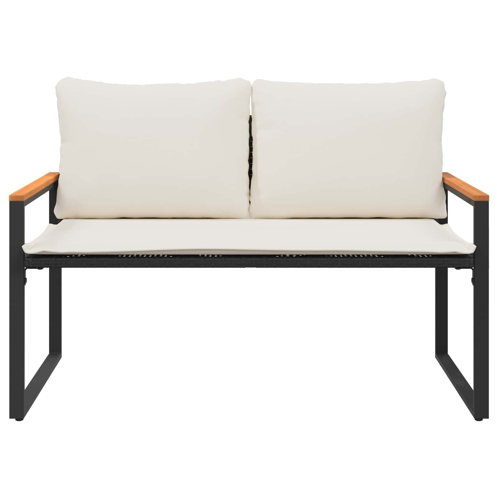 Pad párnával fekete és krémfehér 115 x 65 x 72 cm rattan
