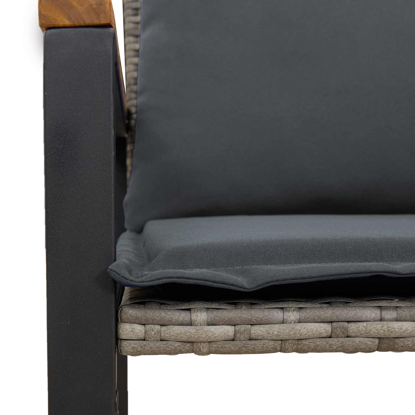 Pad párnával szürke és sötétszürke 115 x 65 x 72 cm rattan