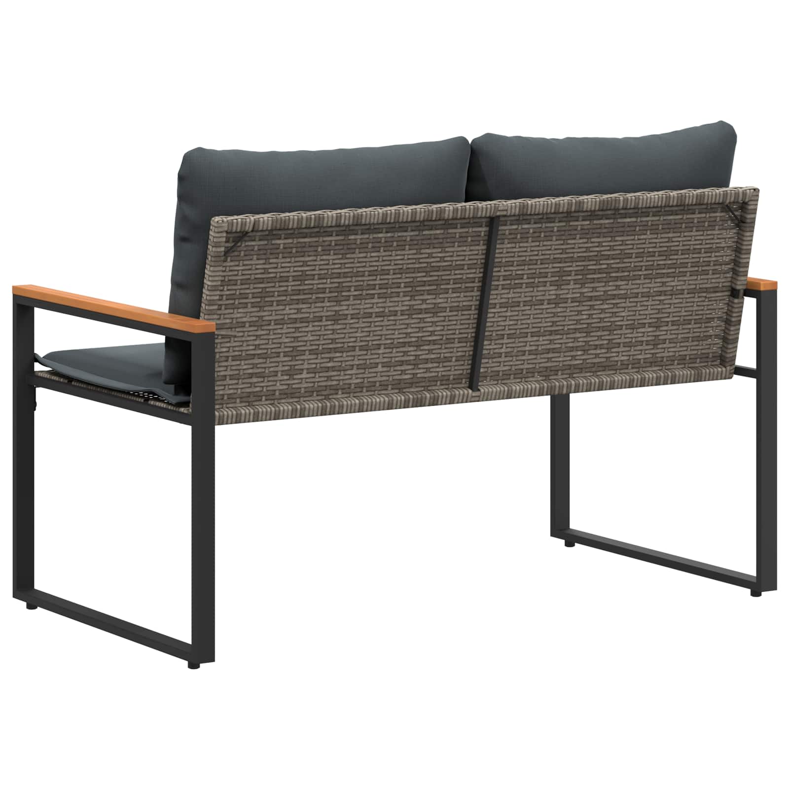 Pad párnával szürke és sötétszürke 115 x 65 x 72 cm rattan