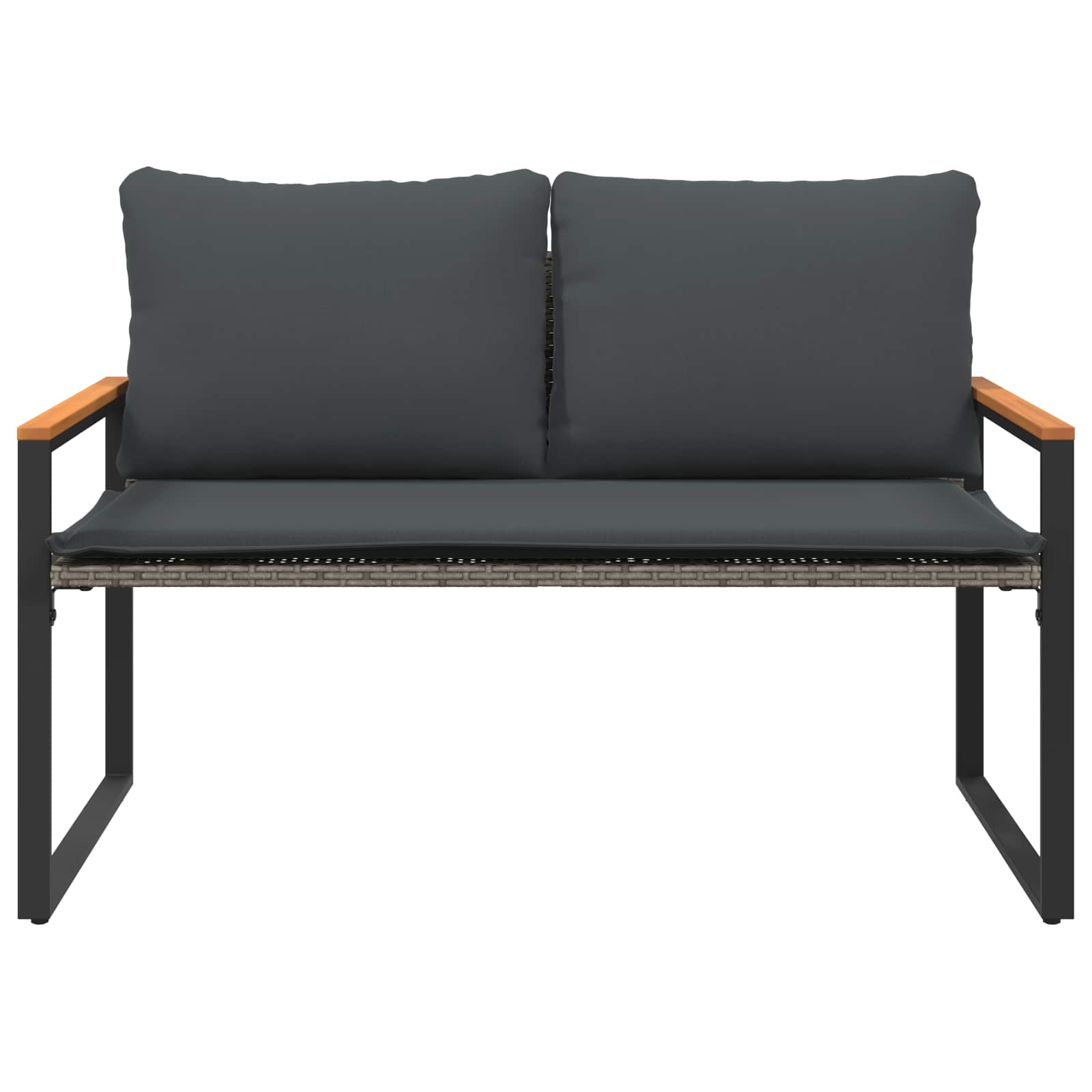 Pad párnával szürke és sötétszürke 115 x 65 x 72 cm rattan