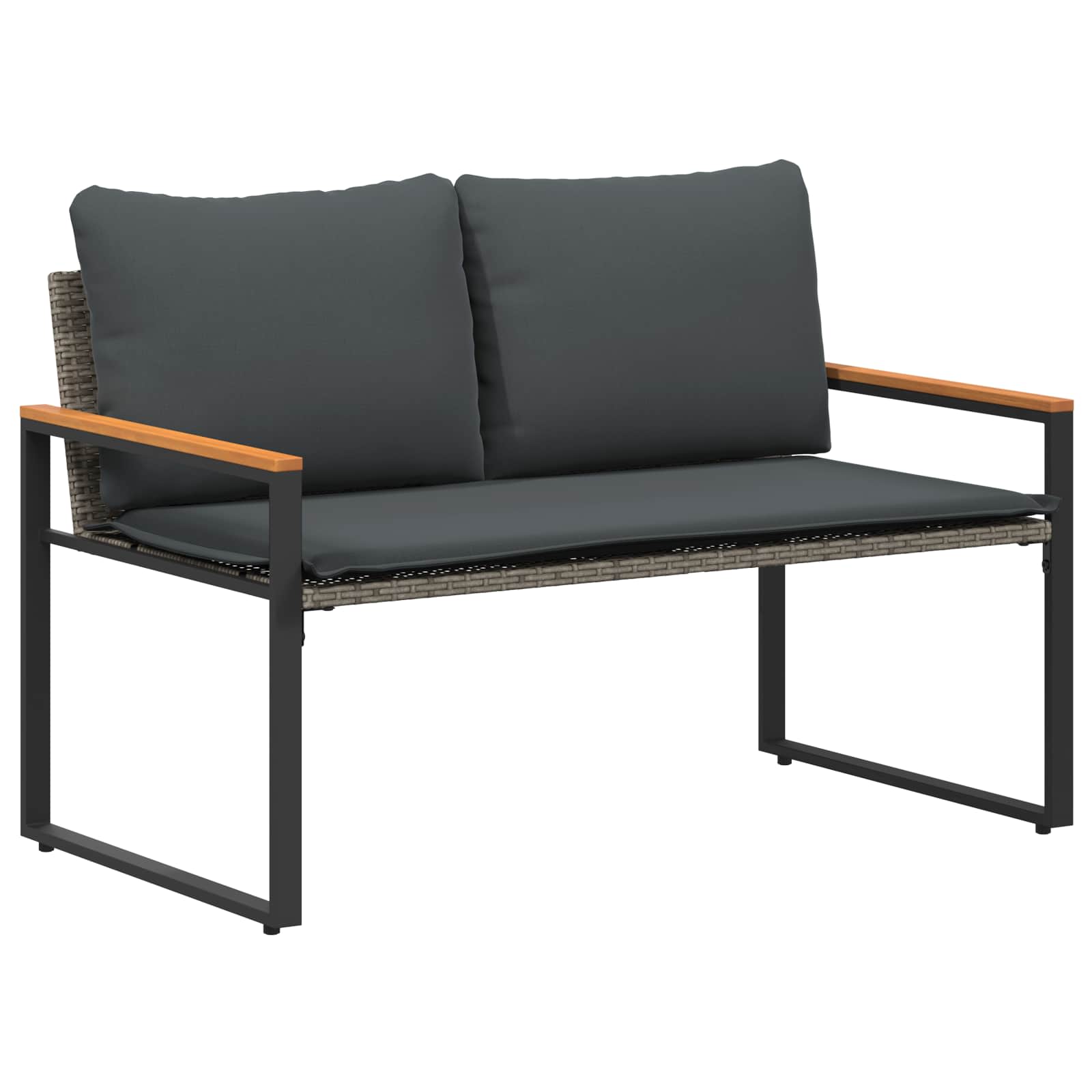 Pad párnával szürke és sötétszürke 115 x 65 x 72 cm rattan