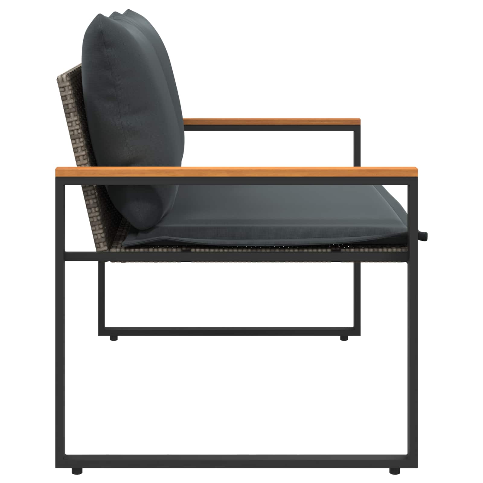 Pad párnával szürke és sötétszürke 115 x 65 x 72 cm rattan