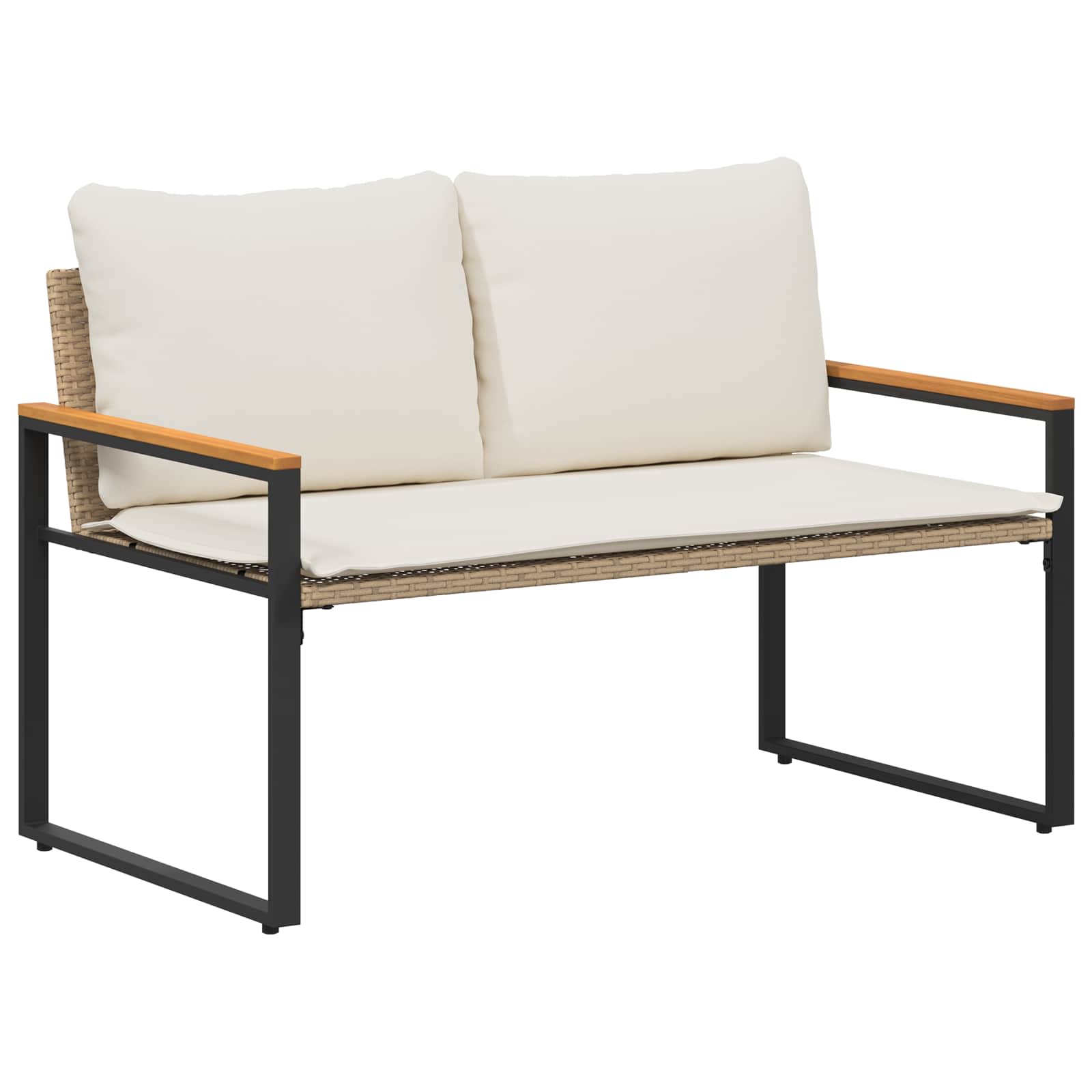 Pad párnával beige és krémszínű 115 x 65 x 72 cm rattan