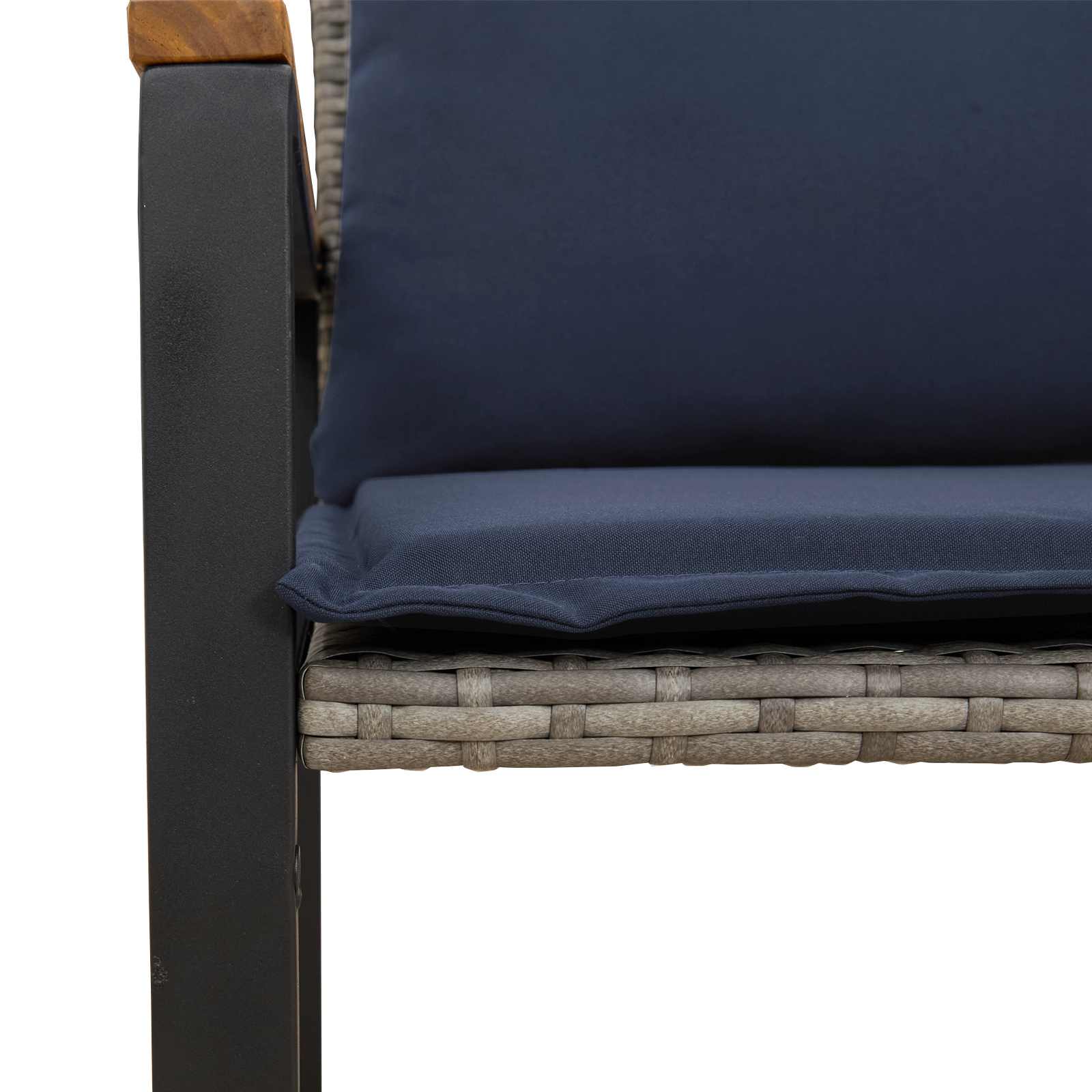 Pad párnával szürke és sötétkék 115 x 65 x 72 cm rattan