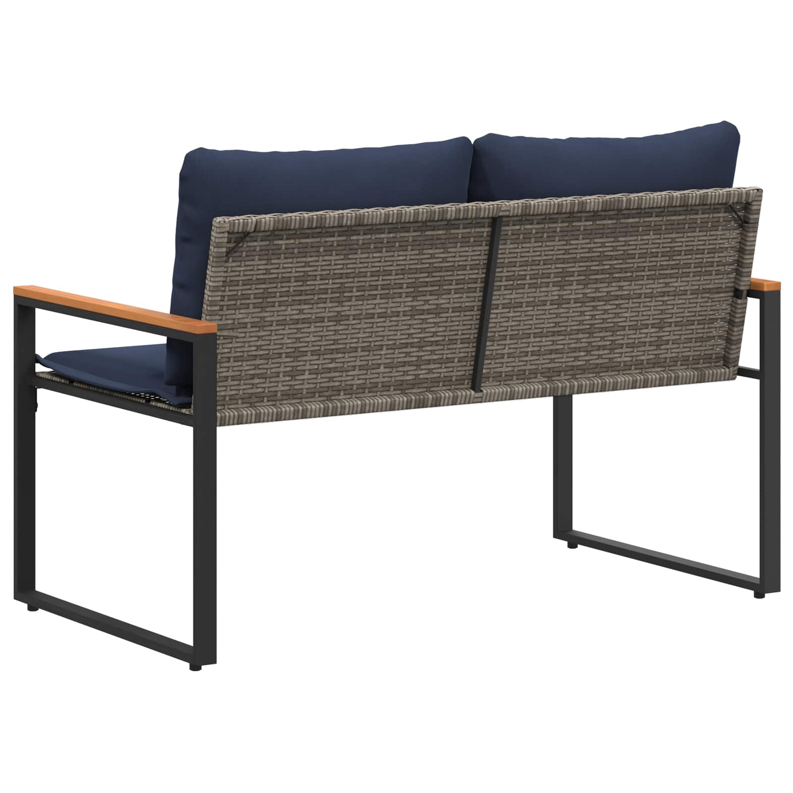 Pad párnával szürke és sötétkék 115 x 65 x 72 cm rattan