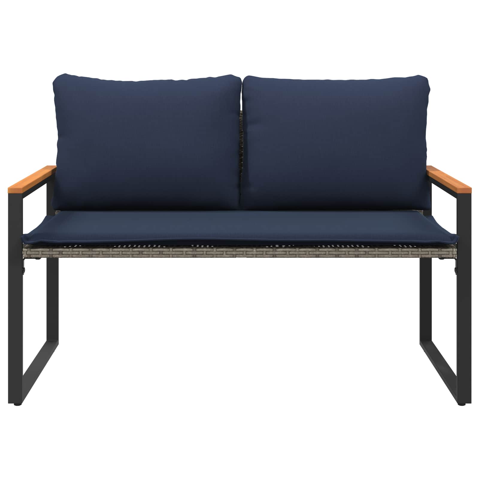 Pad párnával szürke és sötétkék 115 x 65 x 72 cm rattan