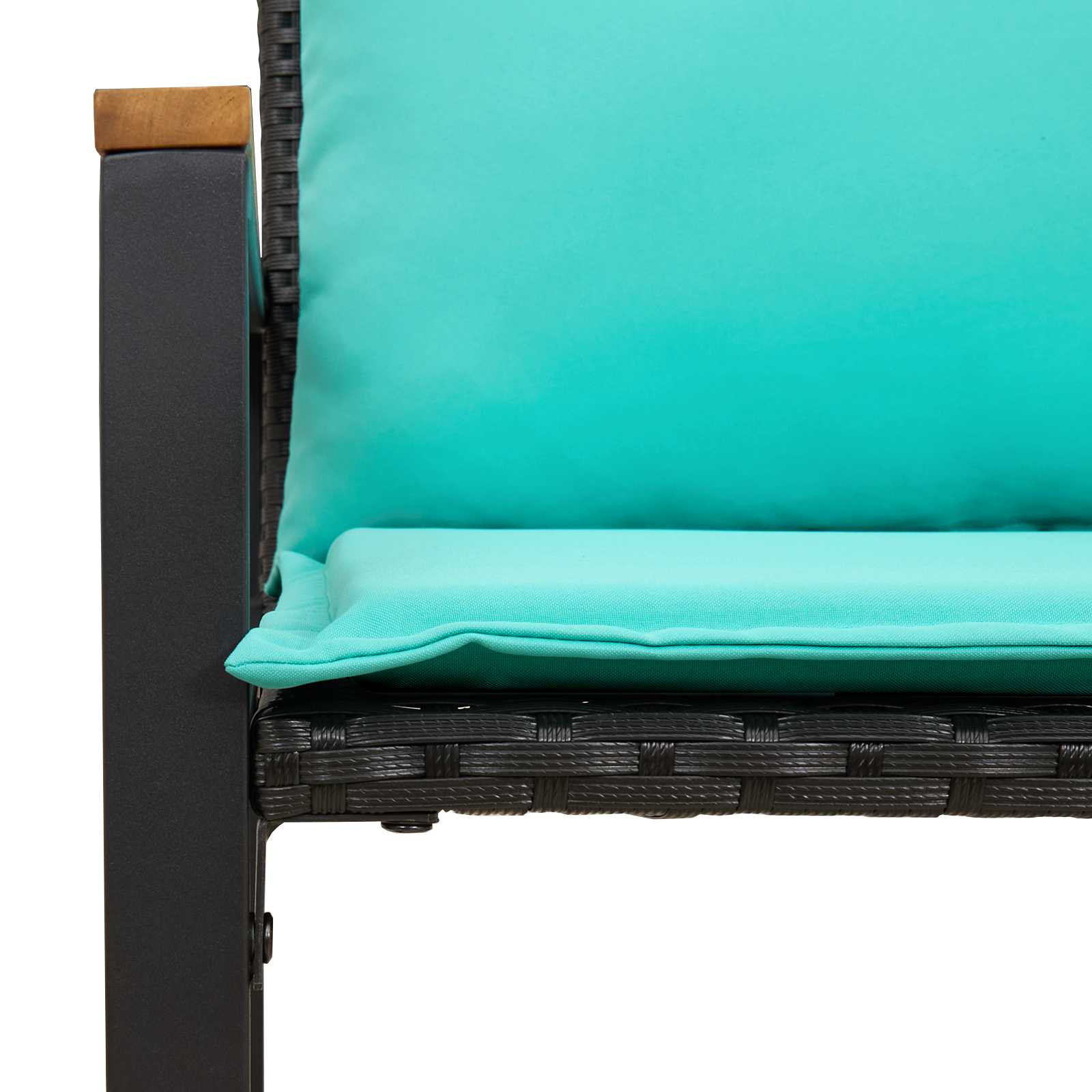 Pad párnával fekete és türkiz 115 x 65 x 72 cm rattan