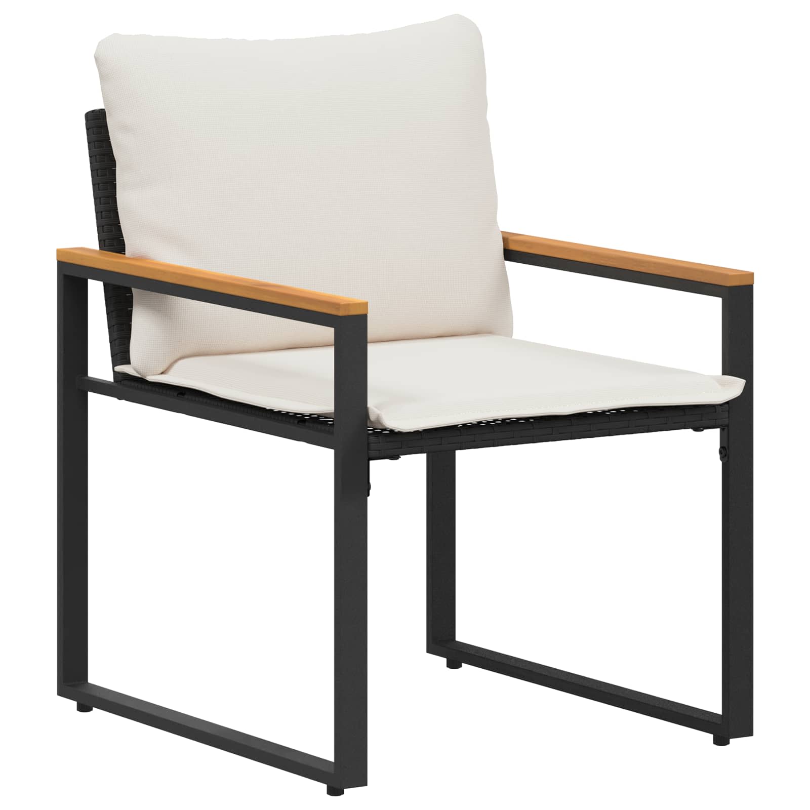 Bútor szettek párnával 3 pcs fekete és krémfehér rattan