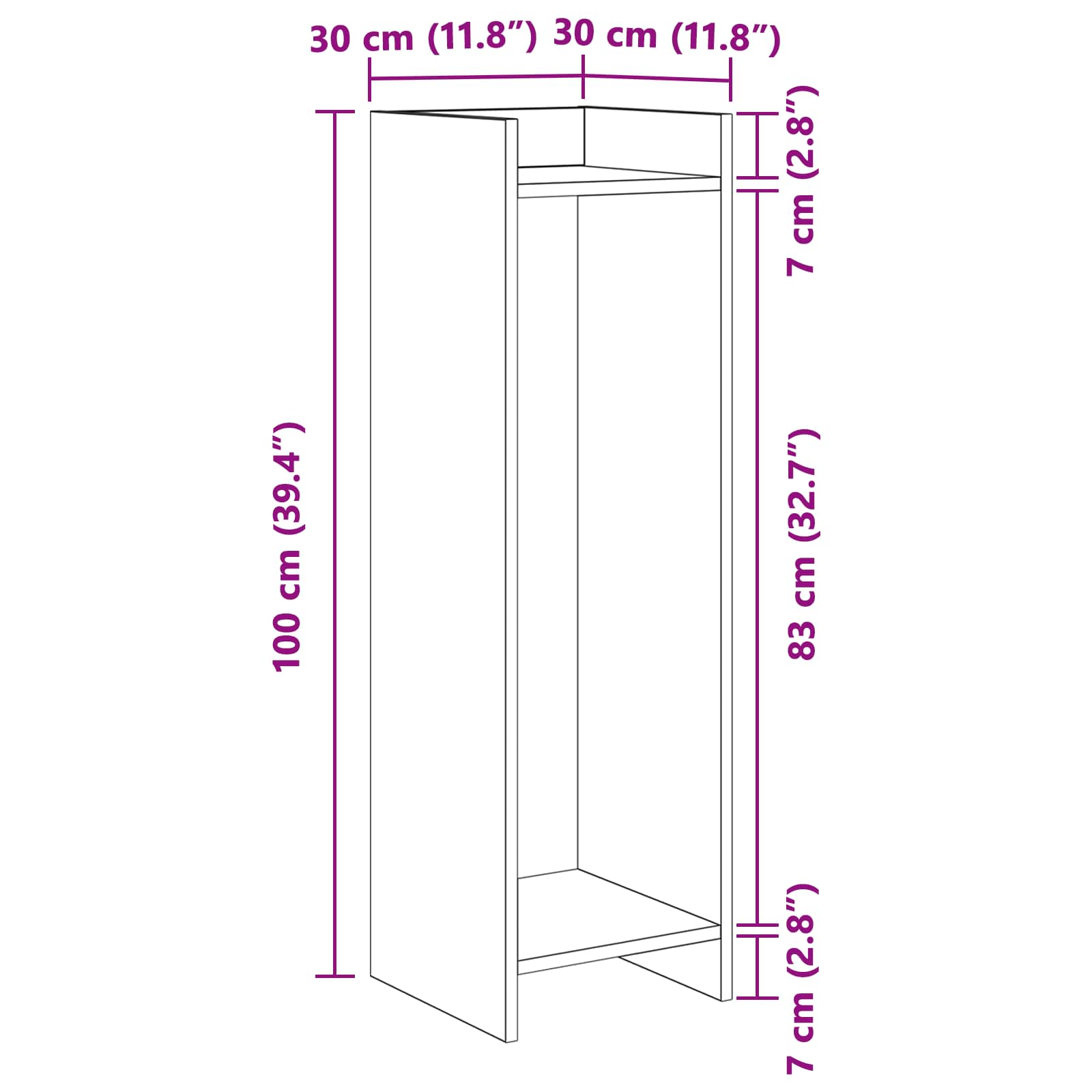 Növényállvány 2 pcs fehér 30 x 30 x 100 cm mérnöki fa