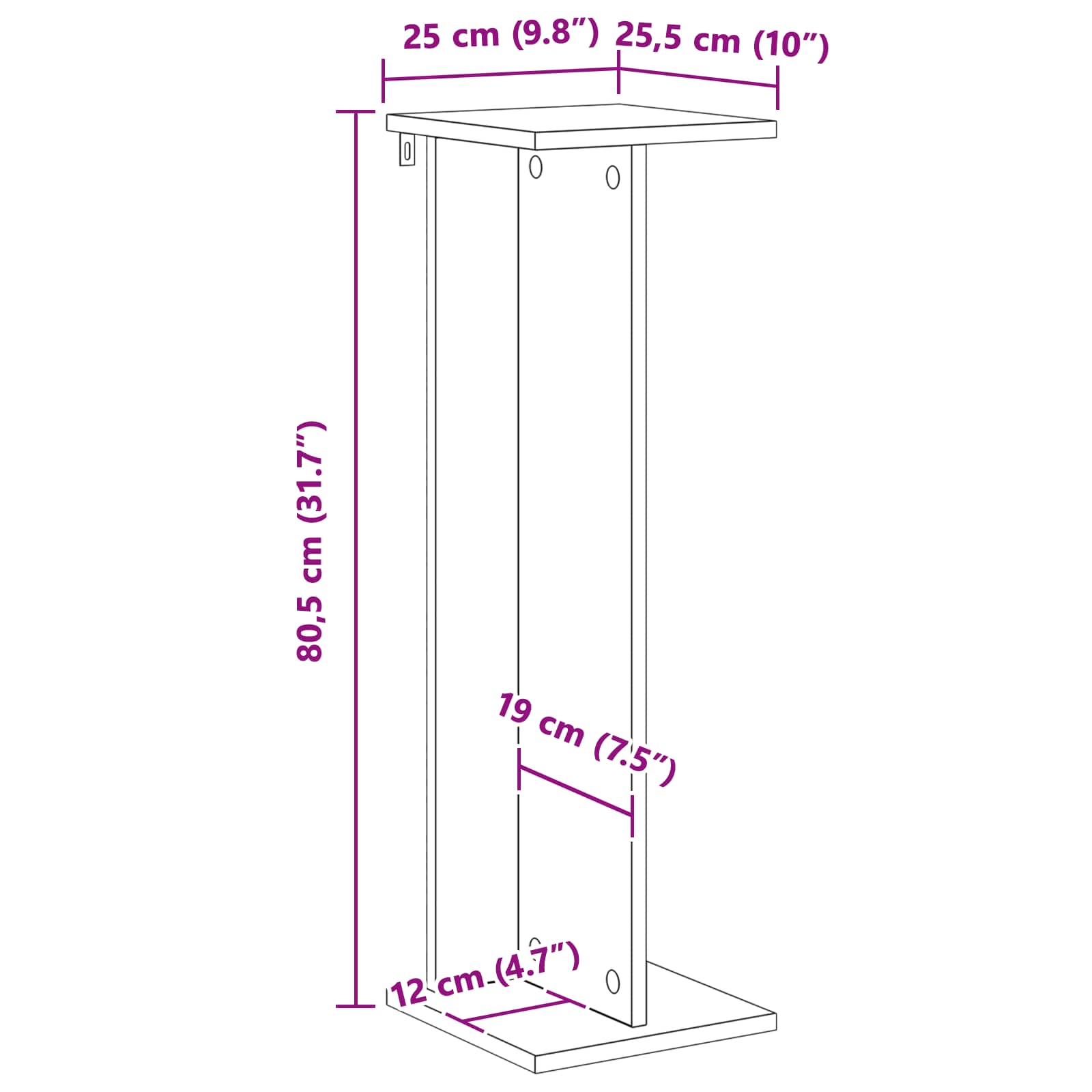 Növényállvány 2 pcs kézműves tölgy 25 x 25,5 x 80,5 cm